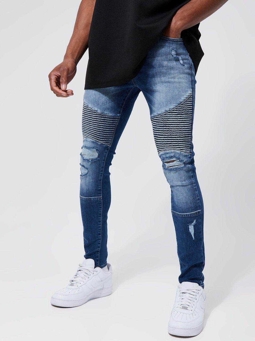 boohooman men super skinny fit mildly distressed light fade stretchable jeans