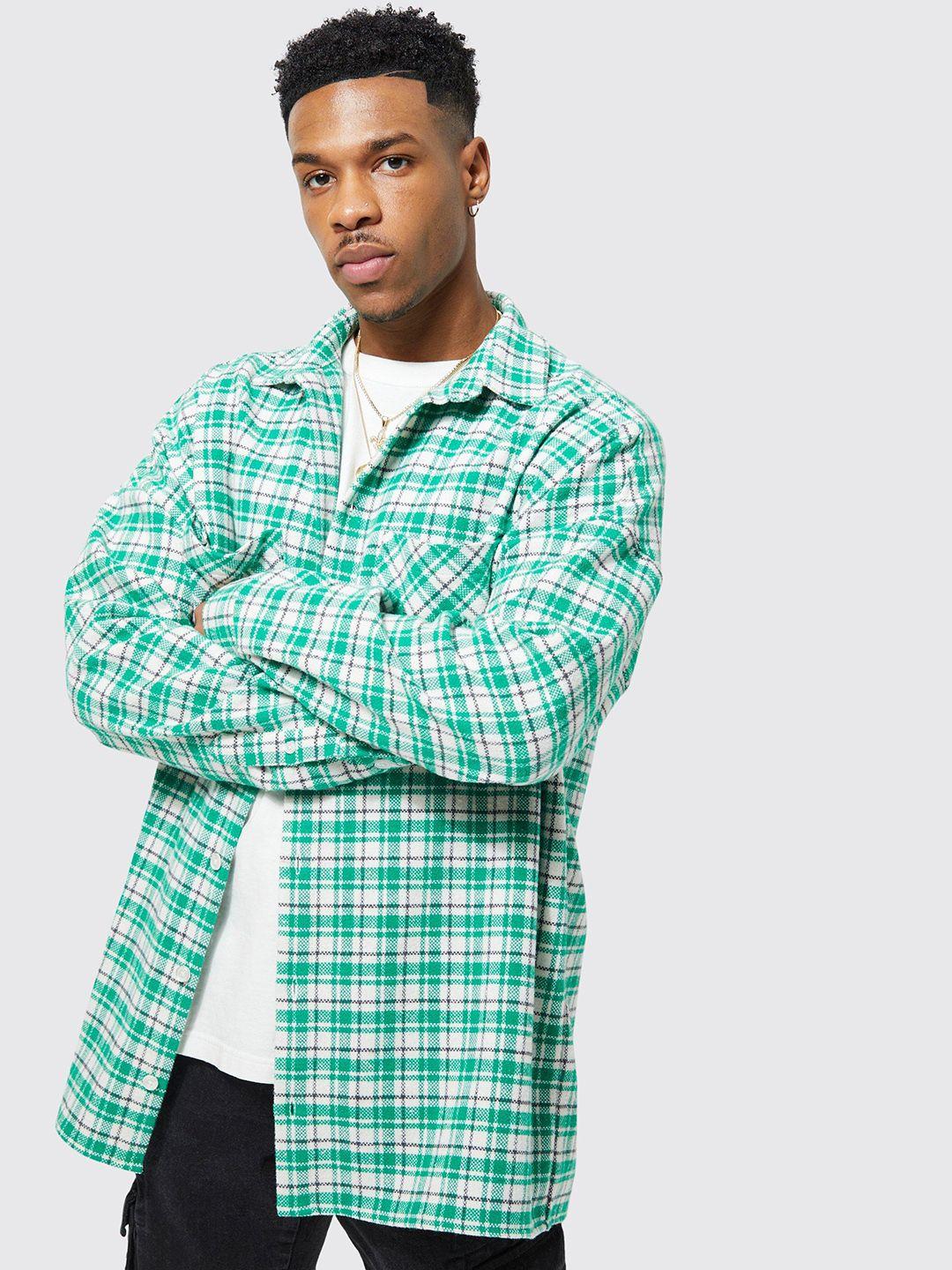 boohooman flannel opaque checked shacket