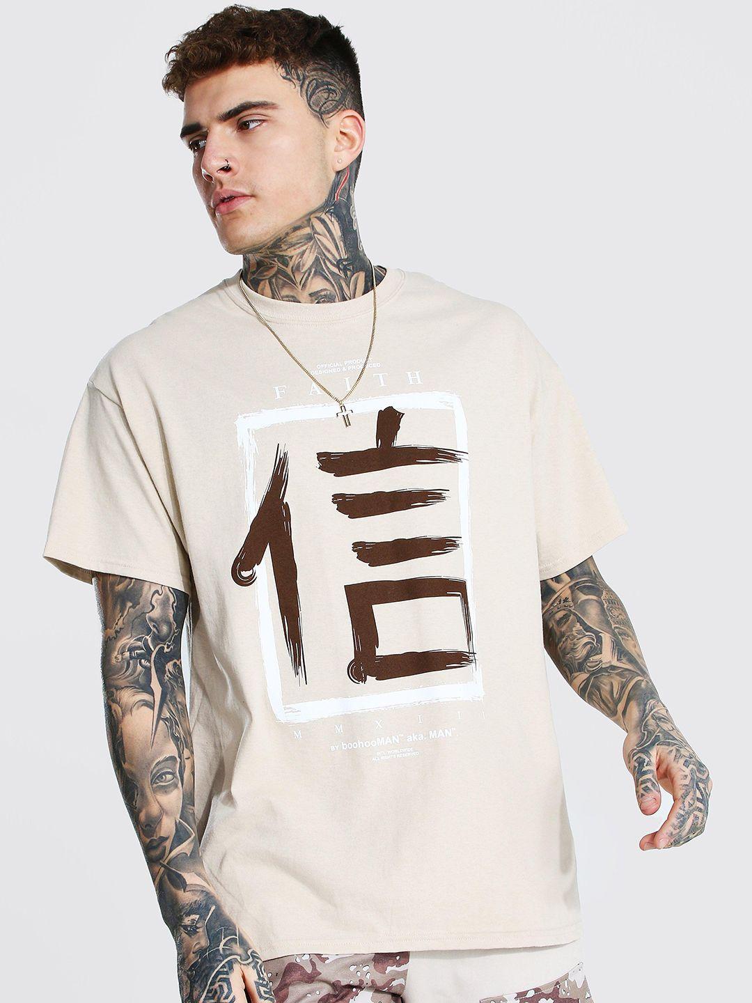 boohooman typography printed pure cotton oversized t-shirt