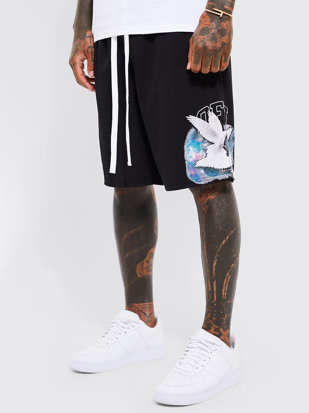 boohooman conversational printed loose fit basketball shorts