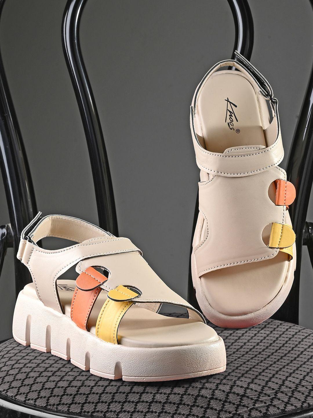 knoos colourblocked open toe flatform heels with backstrap