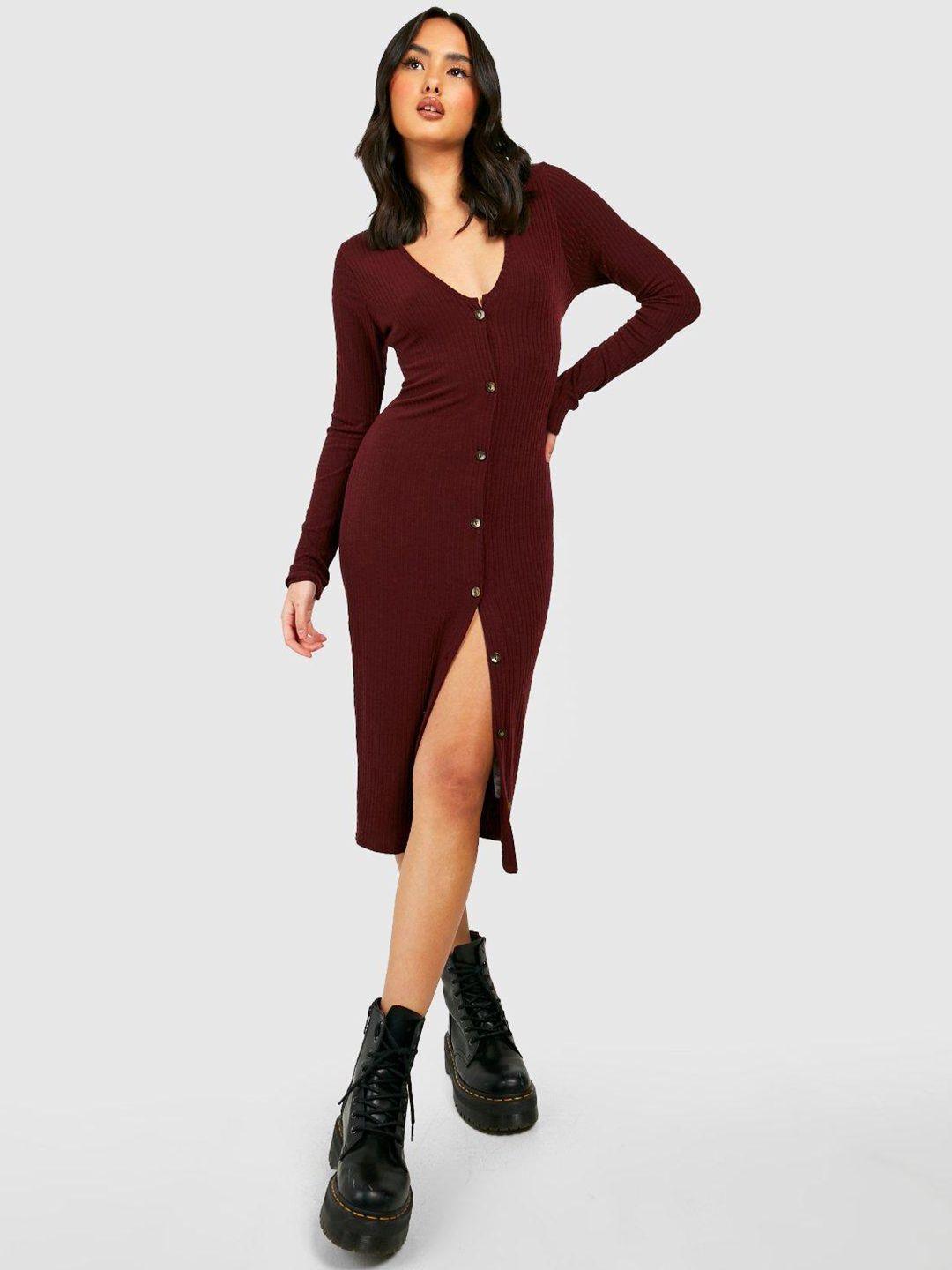 boohoo front open sheath dress