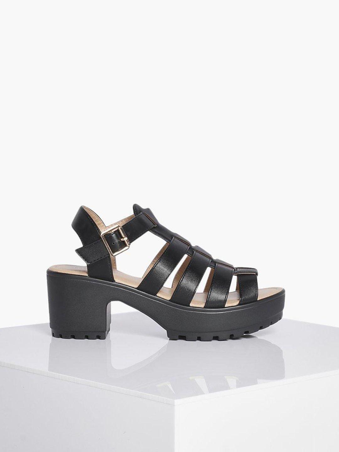 boohoo strappy block heels