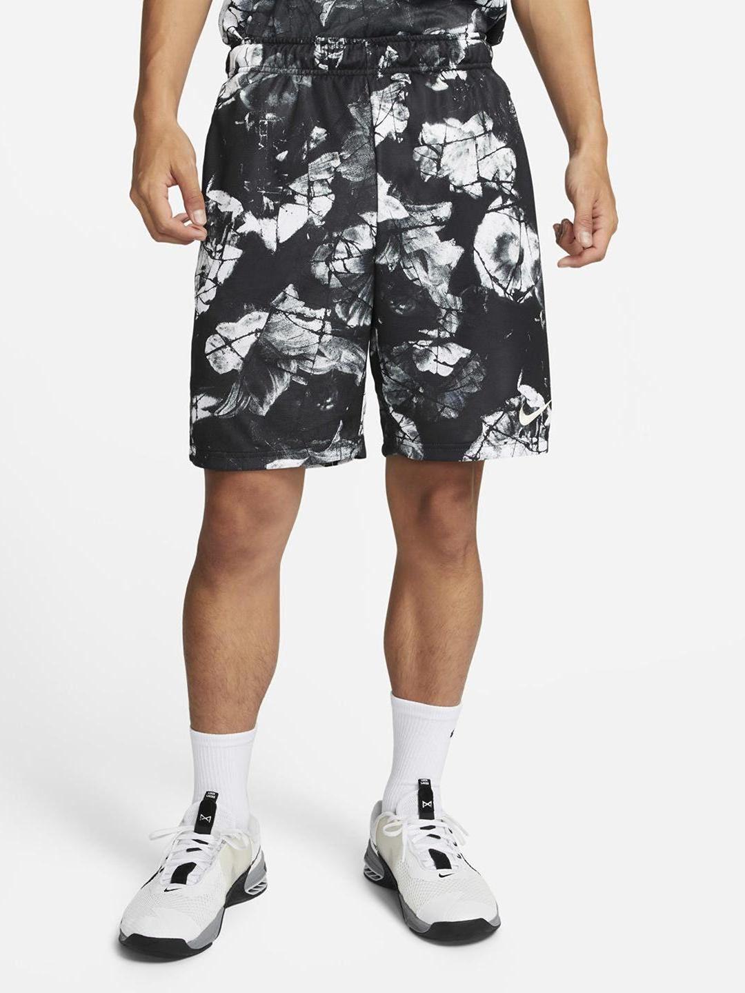 nike men dri-fit knit printed fitness shorts