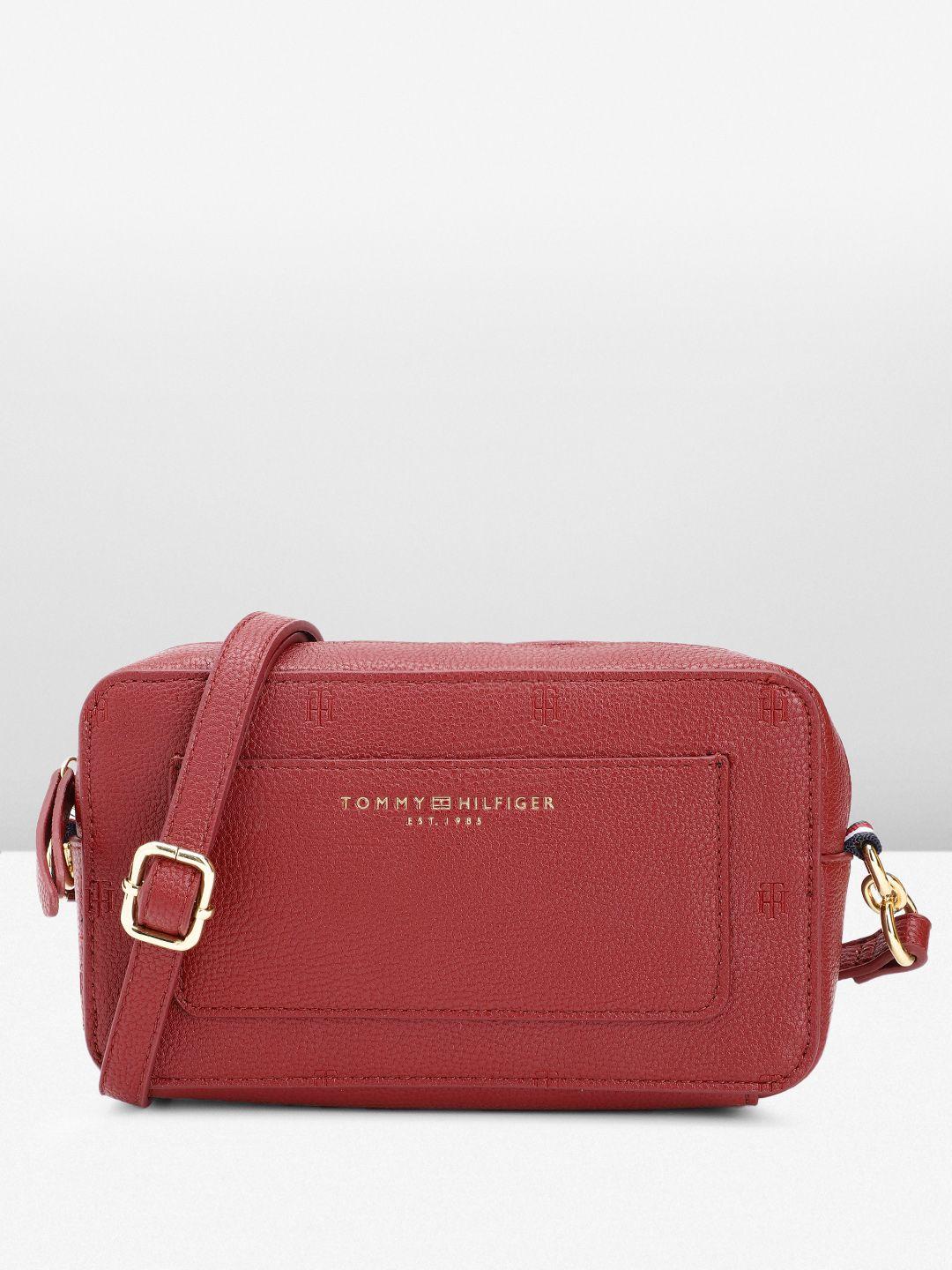 tommy hilfiger abstract textured structured sling bag