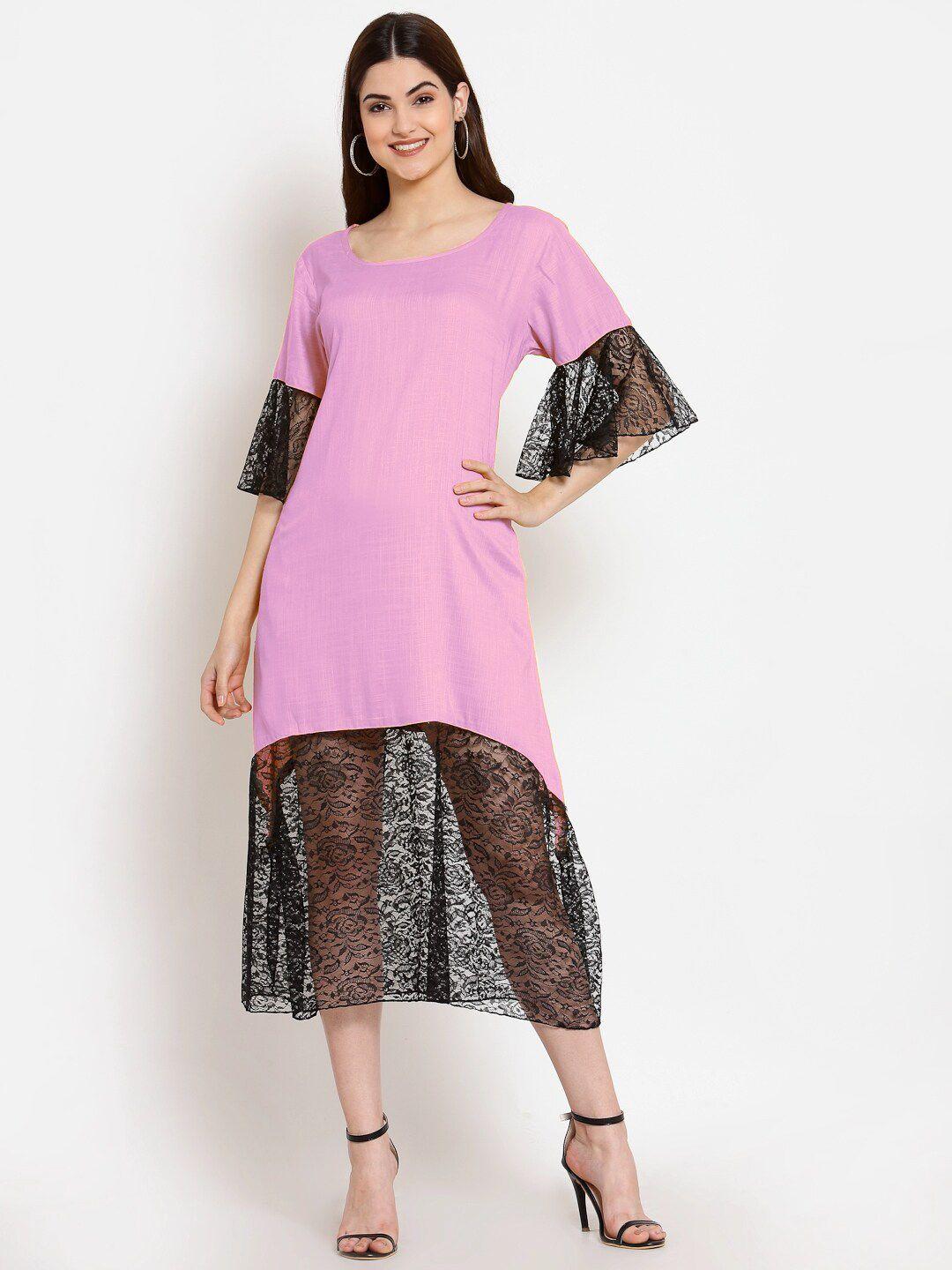 patrorna lace bell sleeve a-line midi dress