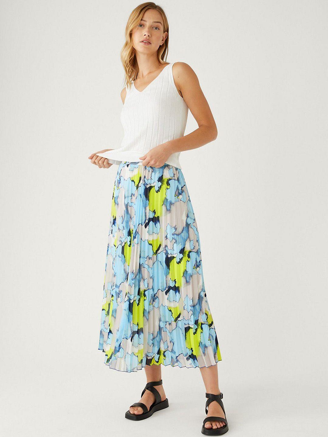 marks & spencer abstract printed accordion pleats a-line skirt