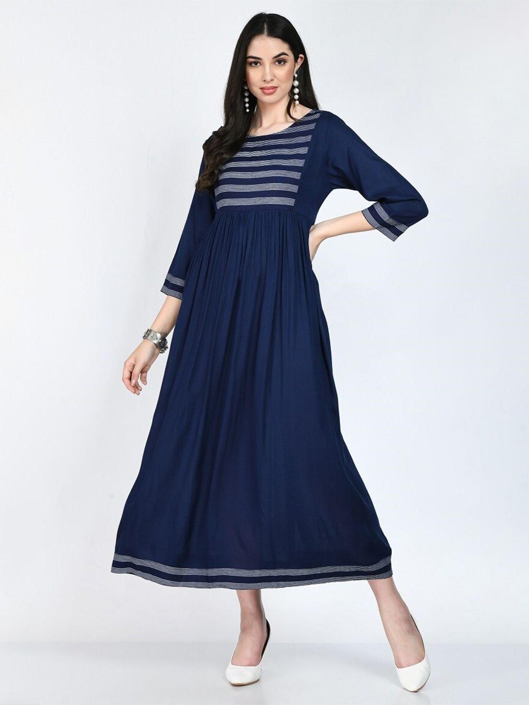 kalini striped maternity fit & flare midi dress