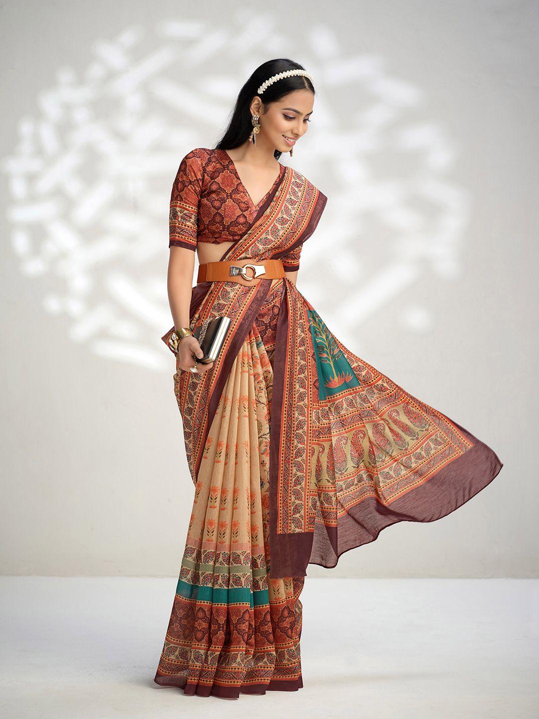 sangria ethnic motifs printed saree