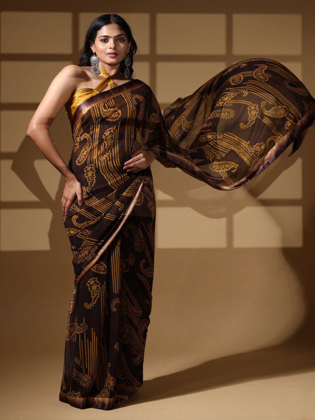 atulyam tex world paisley printed zari saree