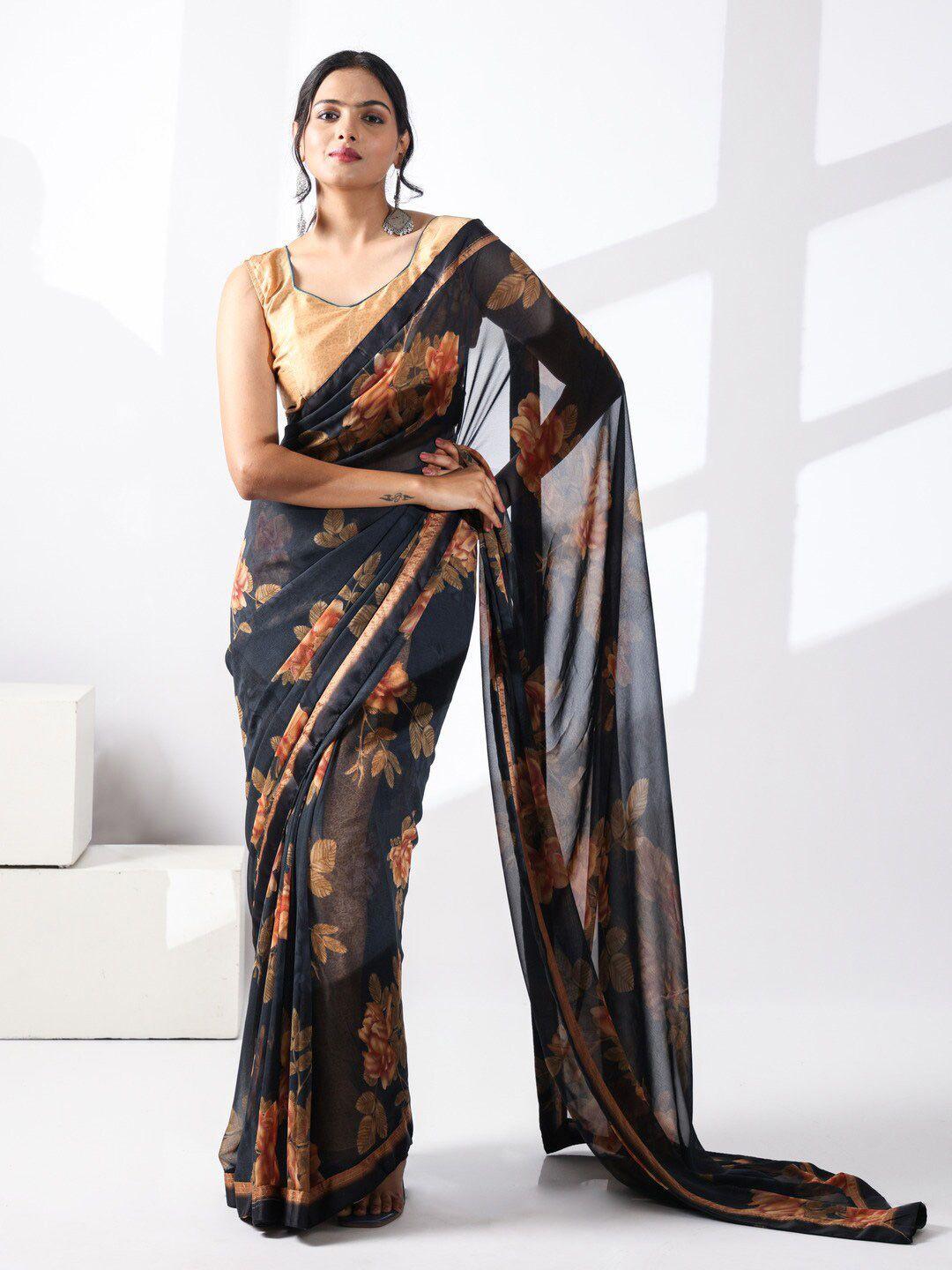 atulyam tex world floral printed poly georgette saree