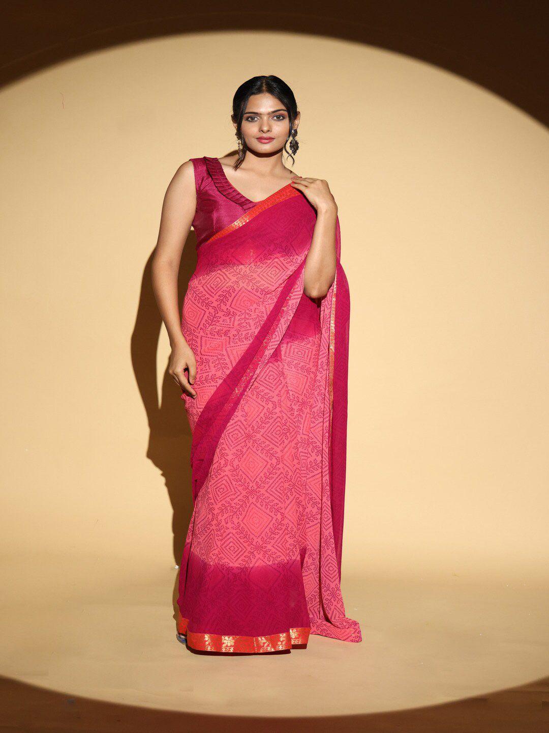 atulyam tex world bandhani zari poly georgette saree