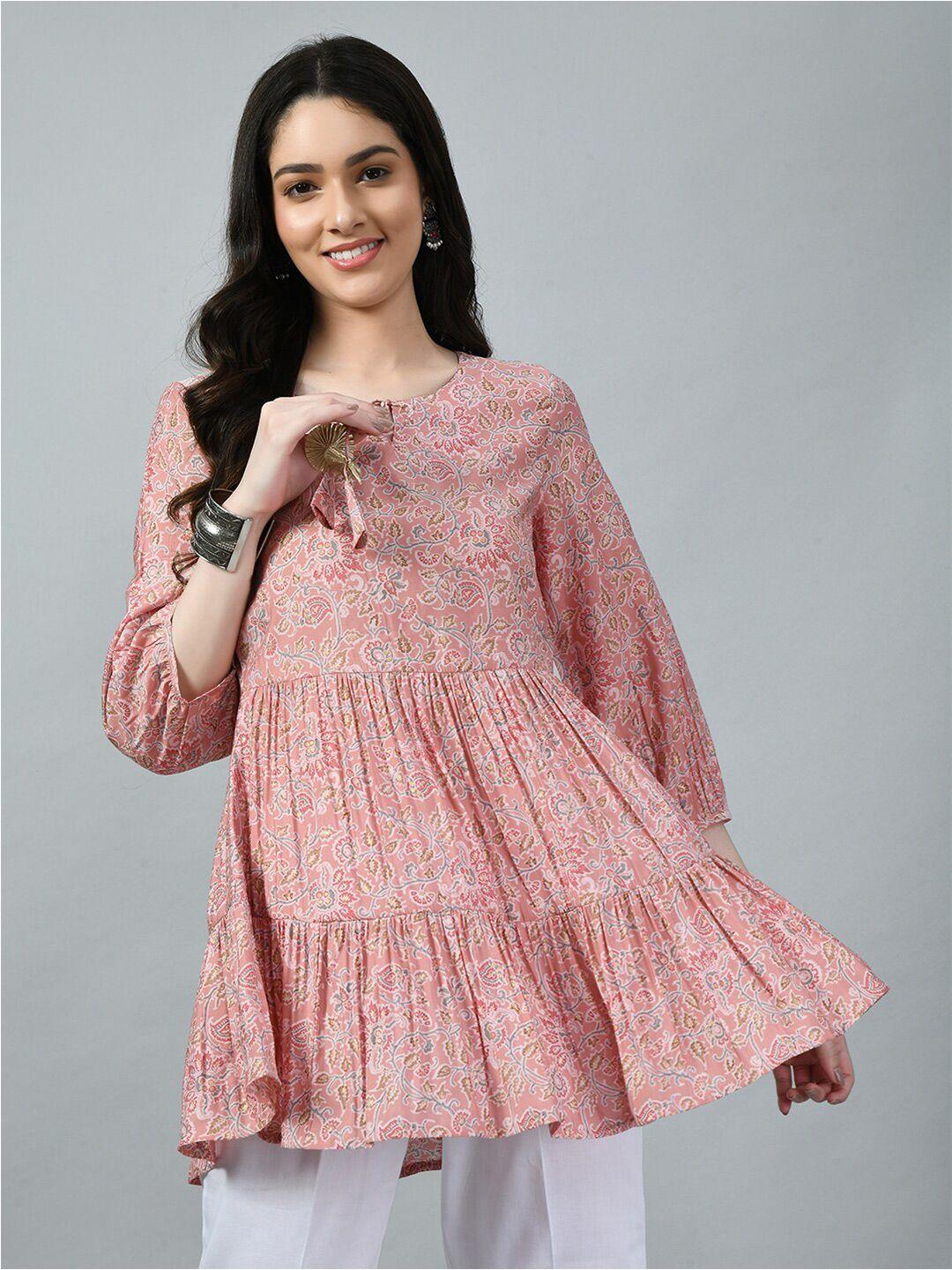 meesan floral printed tiered kurti