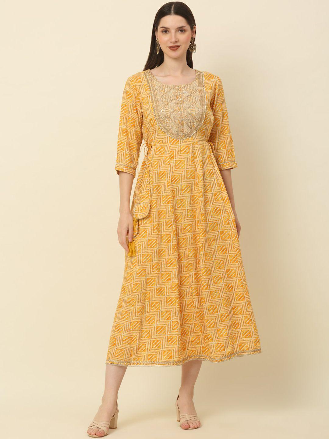 kalini geometric print sequinned anarkali kurta