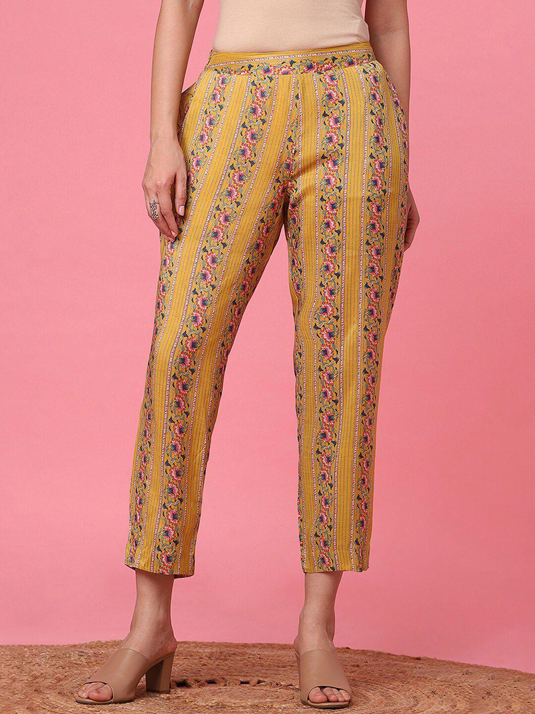 marigold lane women floral printed cropped trousers