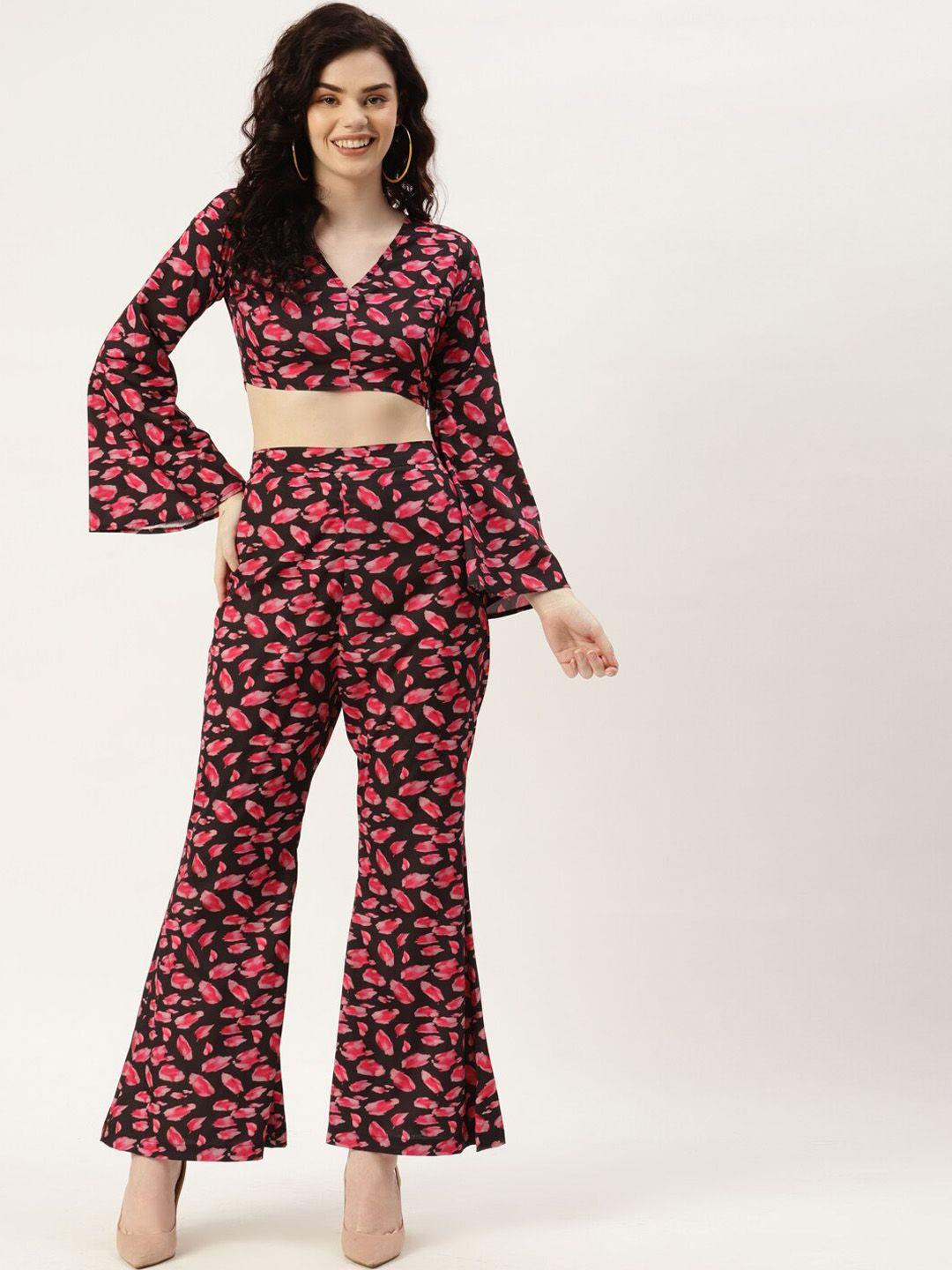 sleek italia conversational printed crop top with trousers