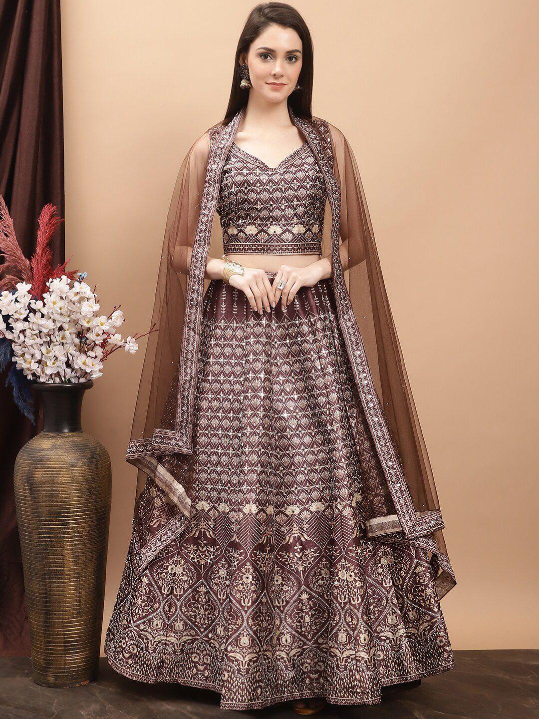 grancy printed mirror work ready to wear lehenga & blouse with dupatta