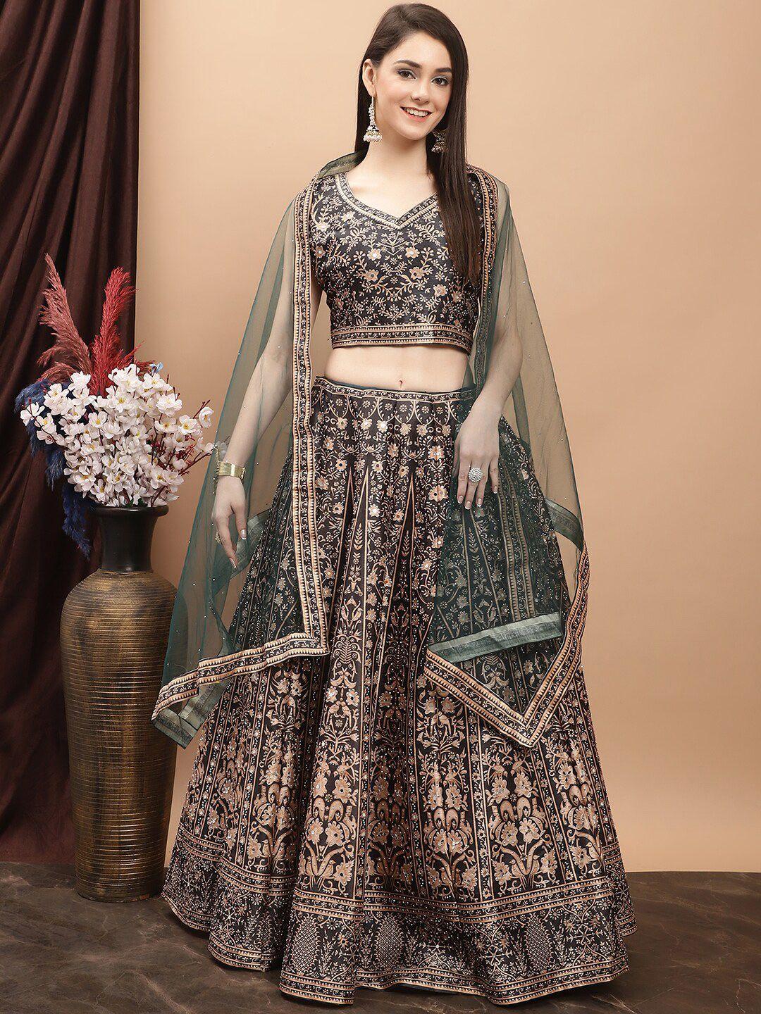 grancy floral printed mirror work ready to wear lehenga & blouse with dupatta