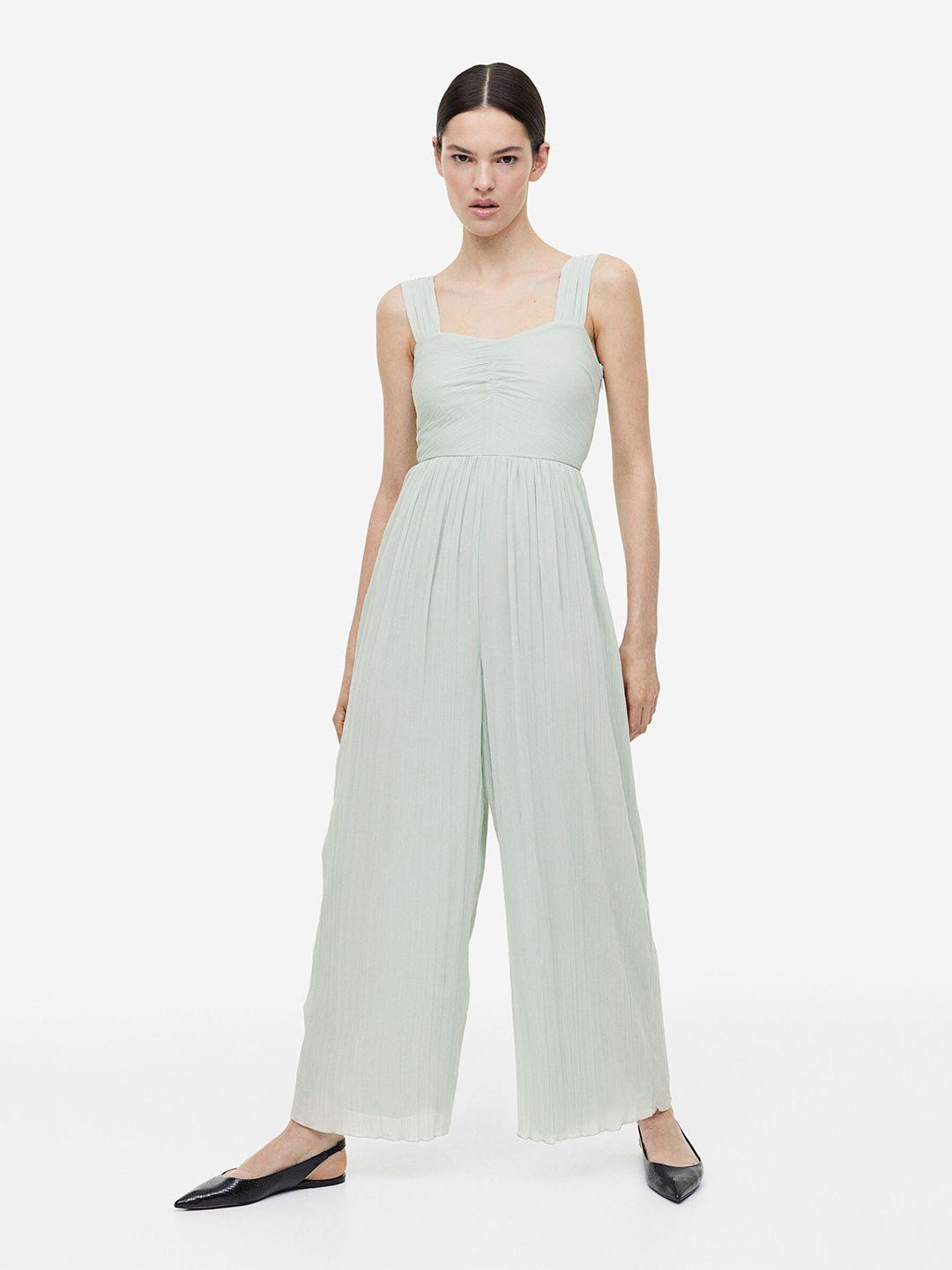 h&m pleated chiffon jumpsuit