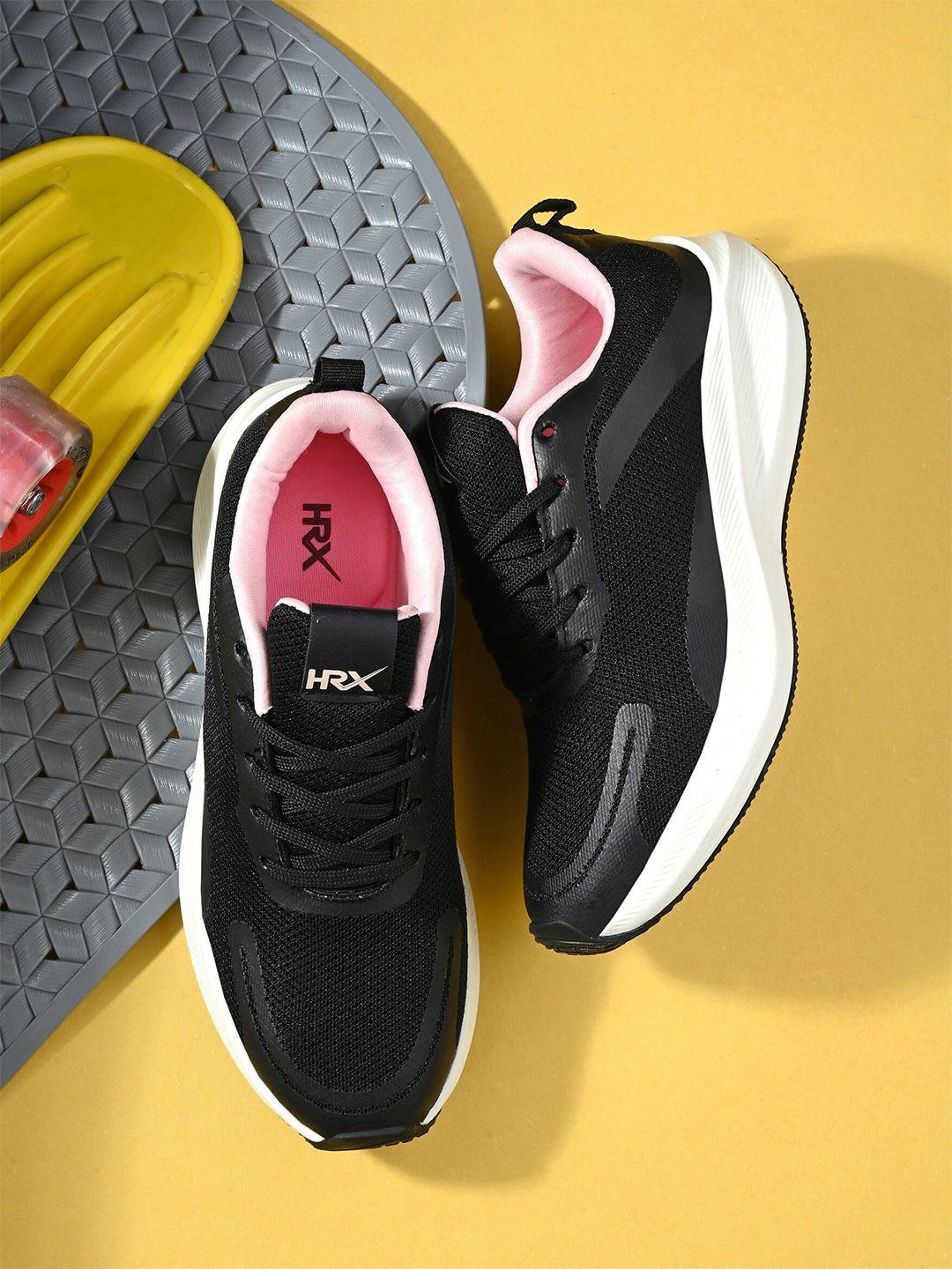 hrx by hrithik roshan women black & pink memory foam mesh running shoes