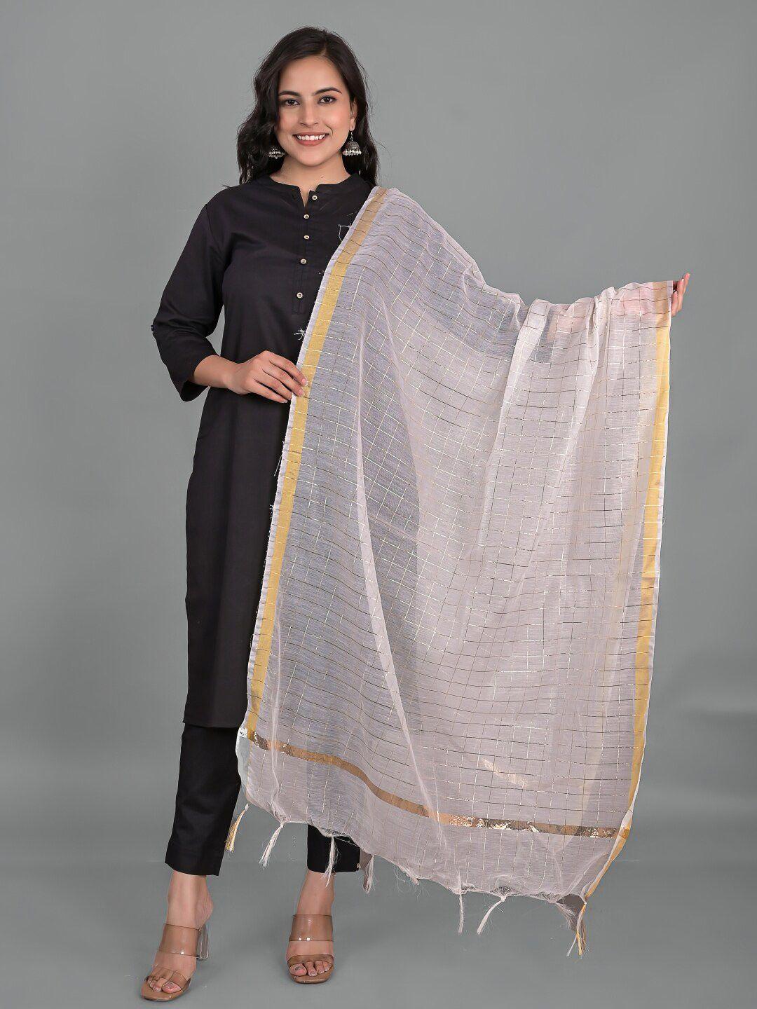 apratim checked dupatta with zari