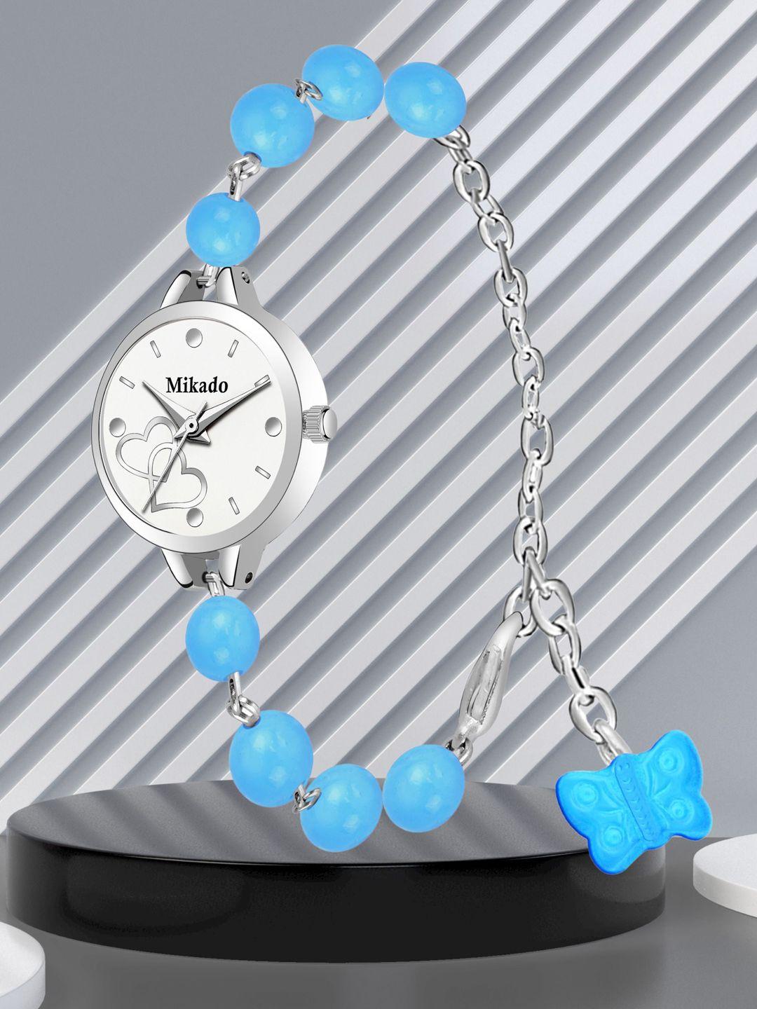 mikado women bracelet style straps analogue watch blue wom