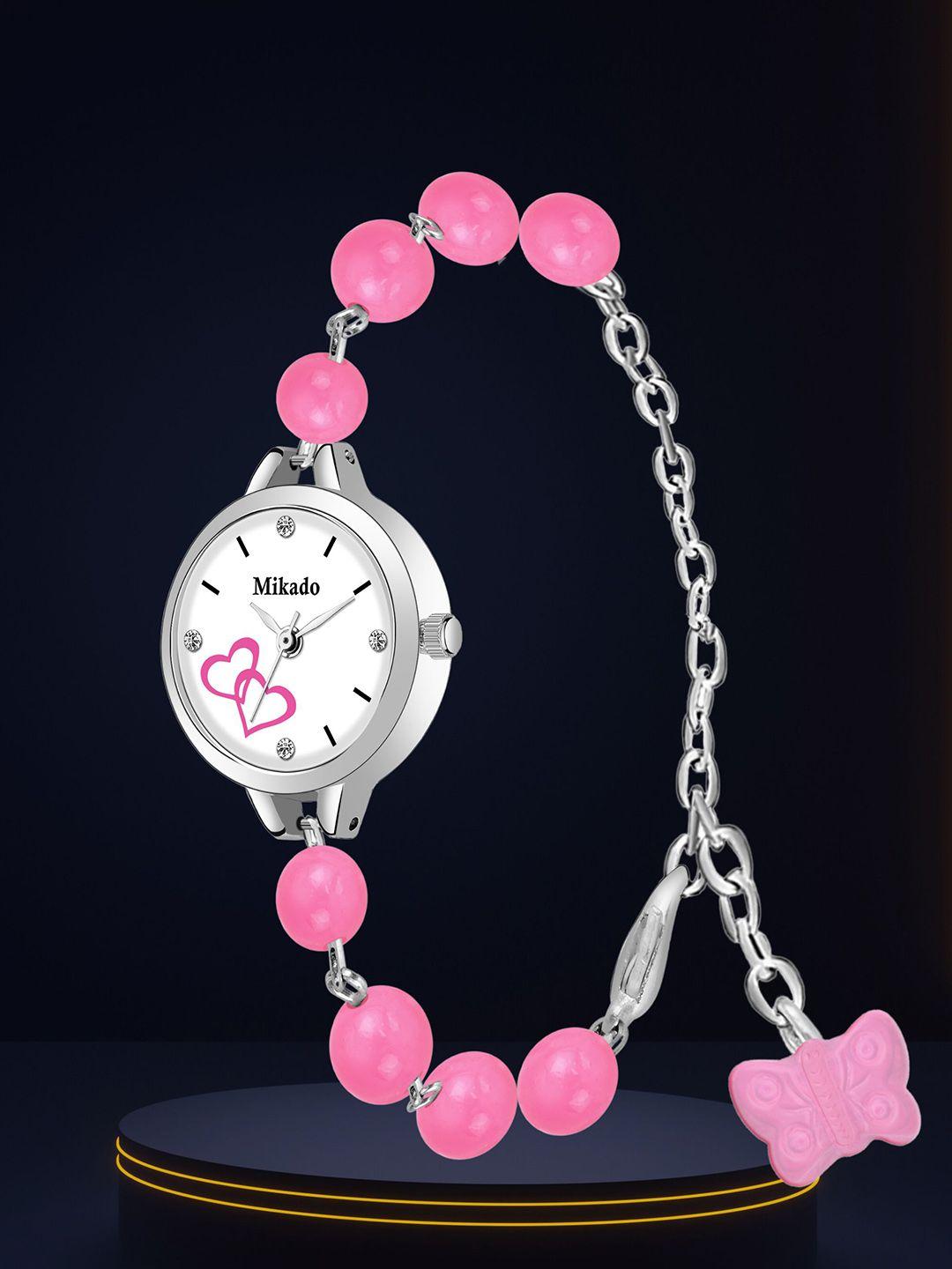 mikado women bracelet style straps analogue watch pink wom