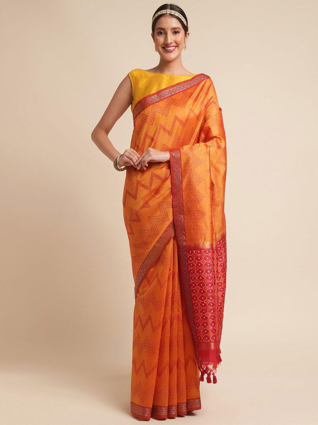 vishnu weaves geometric printed zari leheriya saree