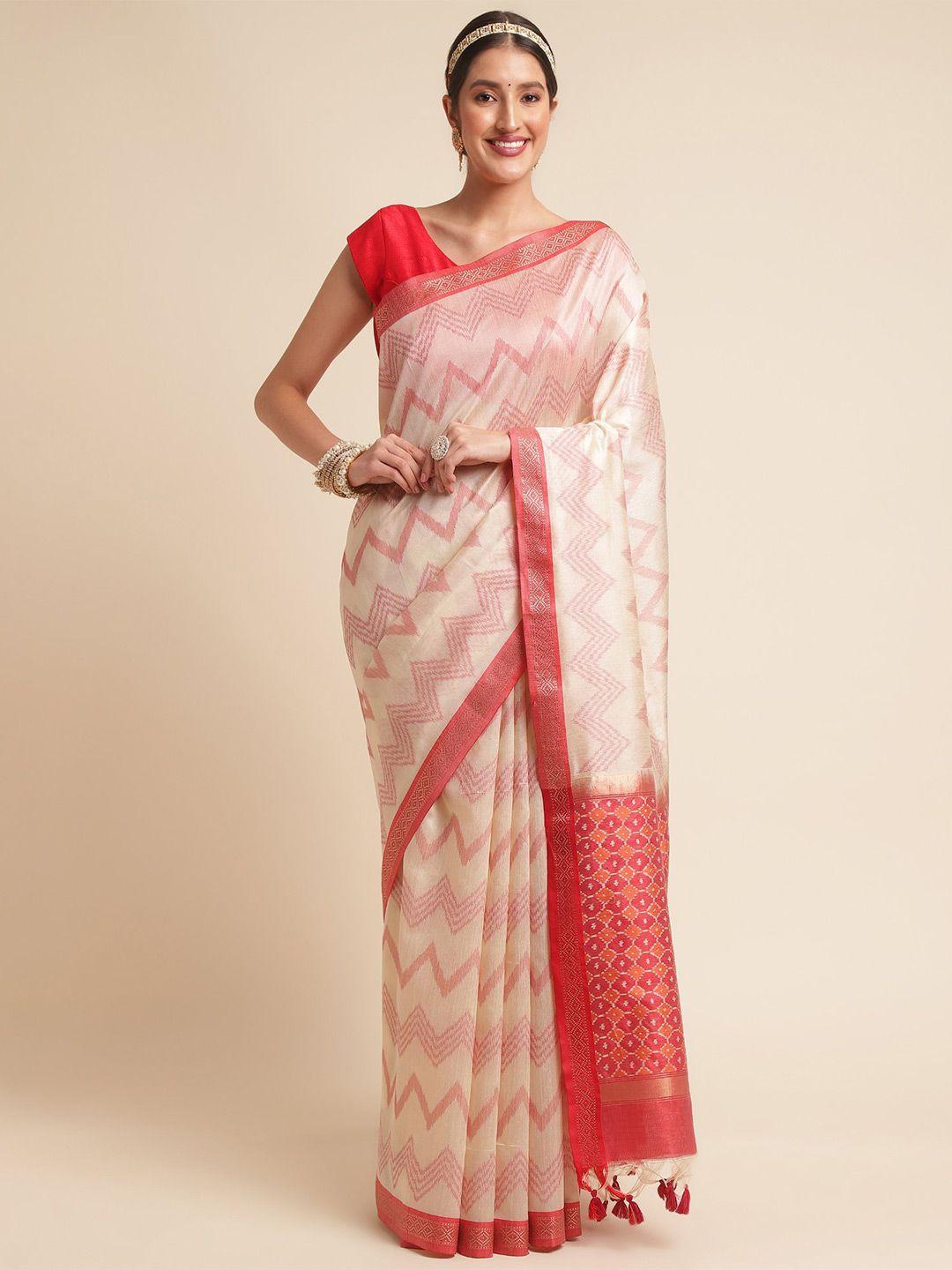 vishnu weaves geometric printed zari leheriya saree