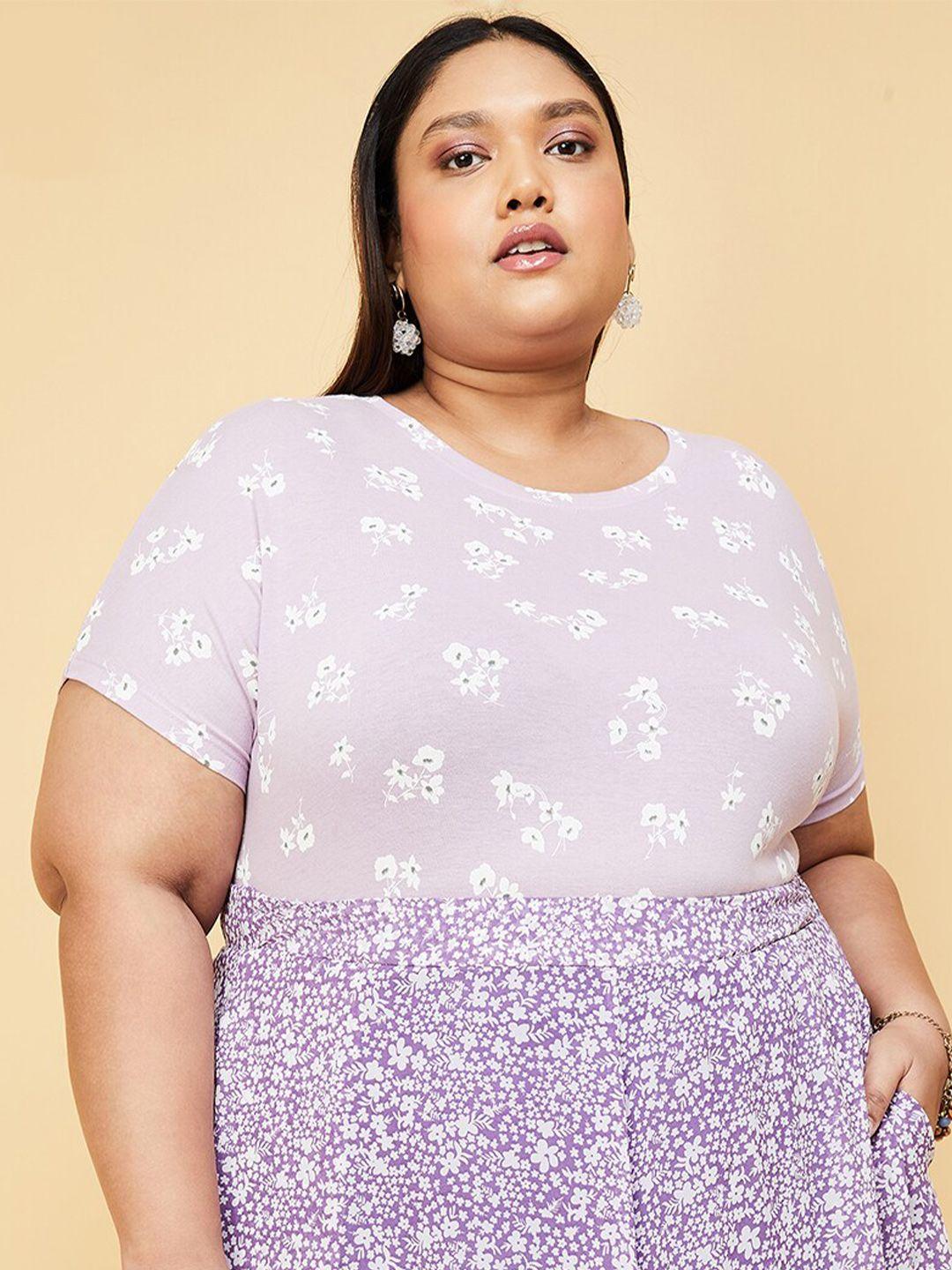 max plus size floral printed pure cotton t-shirt