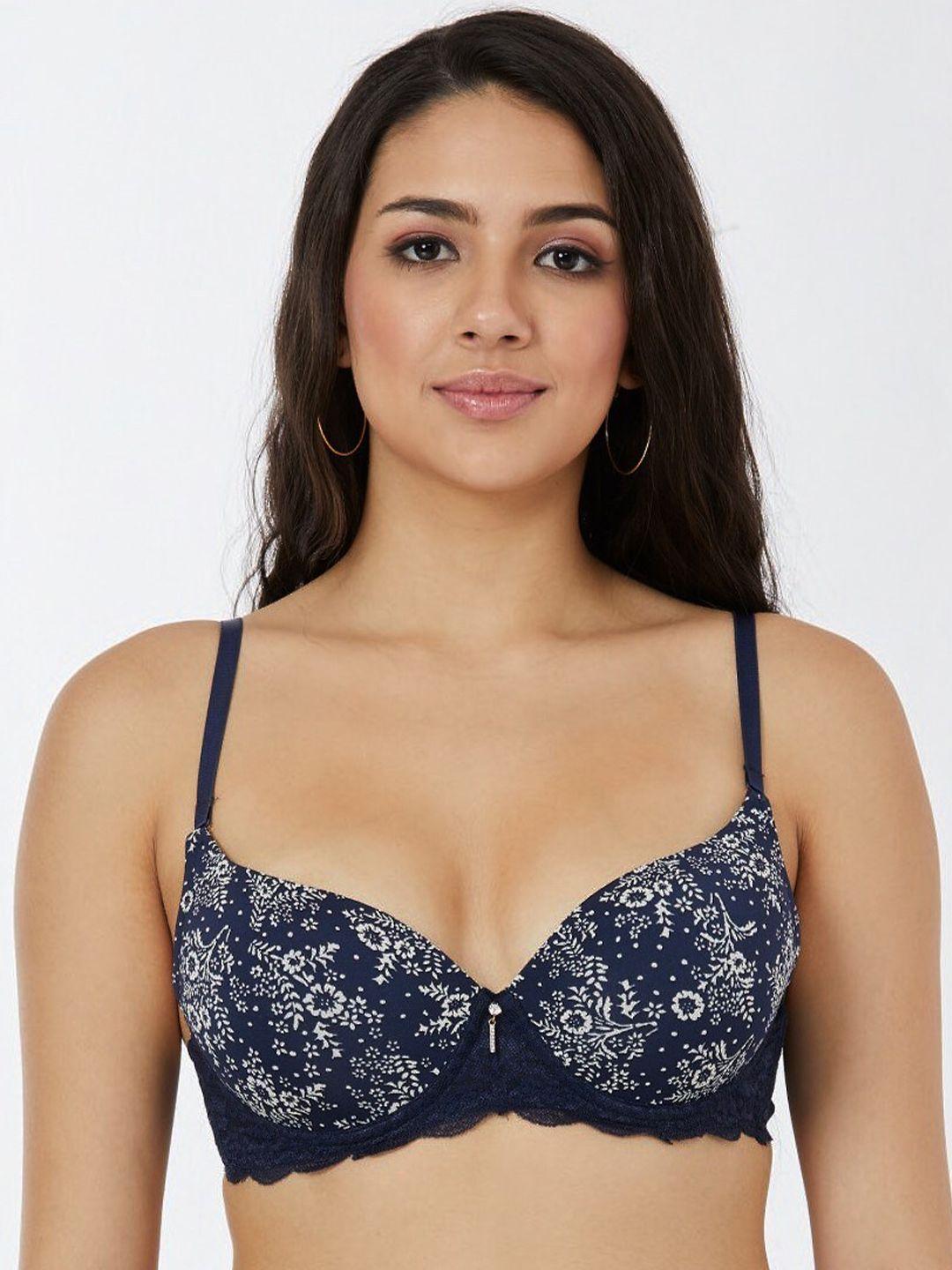 candour london floral printed medium coverage underwired lightly padded push-up bra