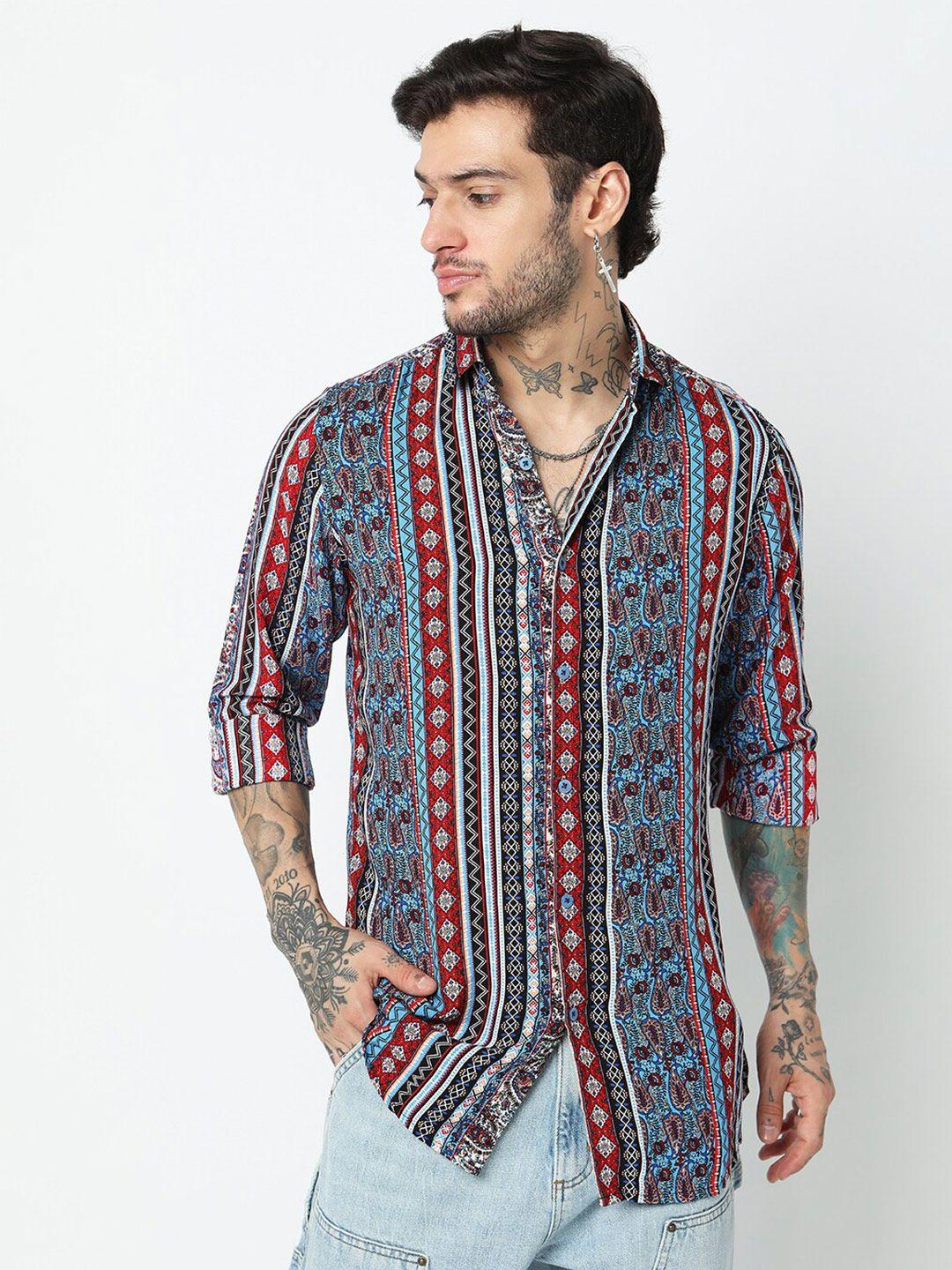 7shores classic ethnic printed casual shirt