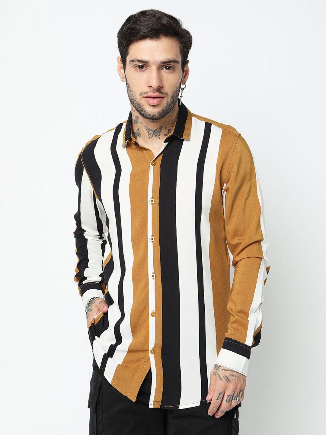 7shores men multicoloured classic opaque striped casual shirt