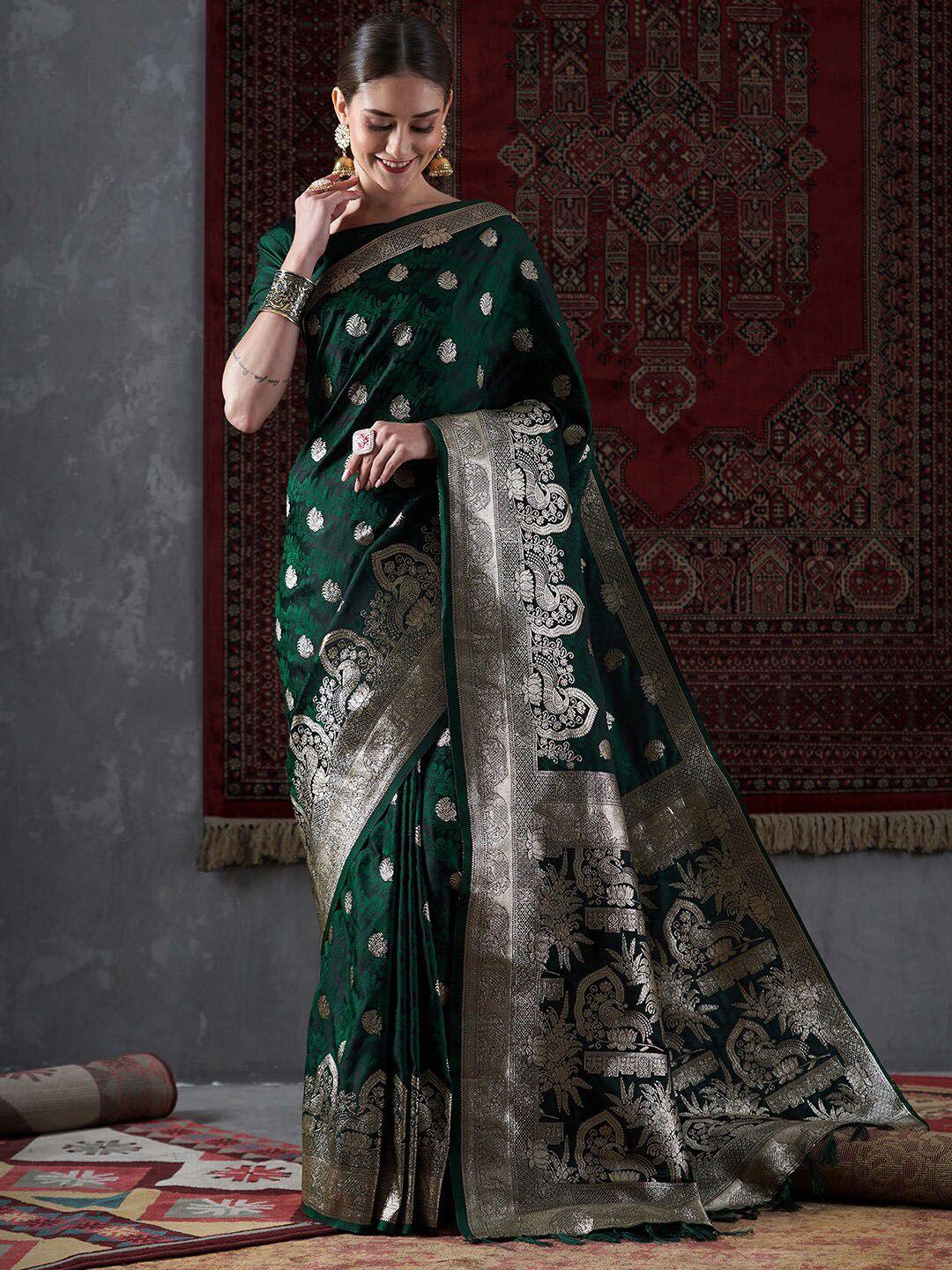 mitera ethnic motifs woven design satin banarasi saree