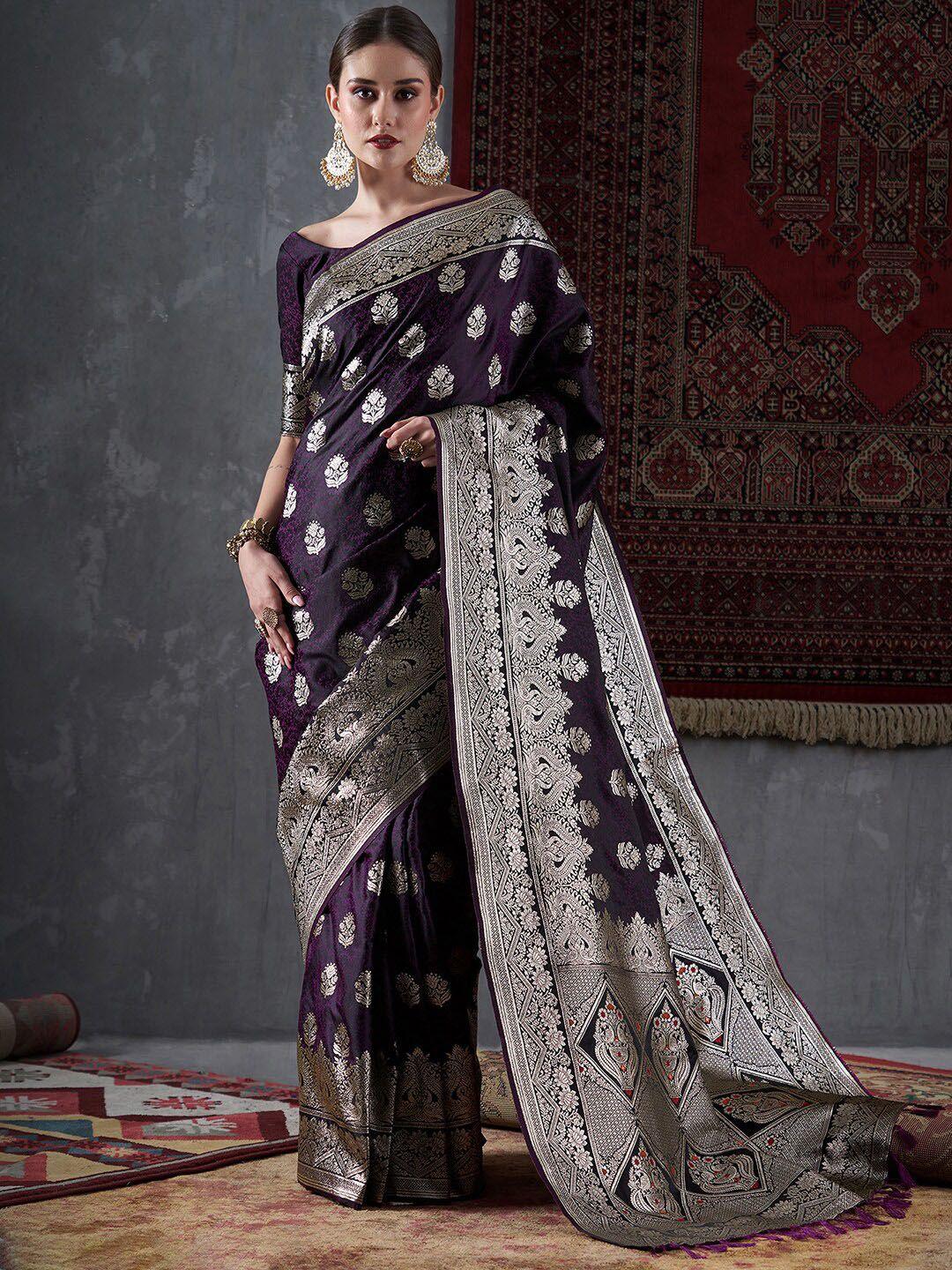 mitera ethnic motifs woven design satin banarasi saree