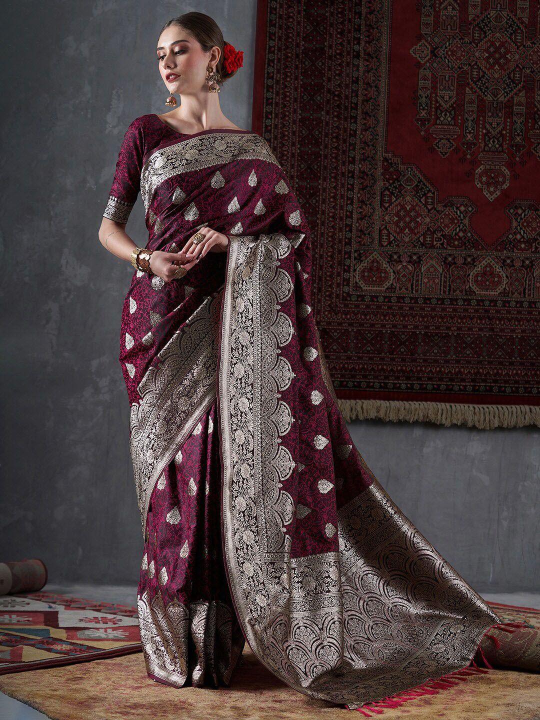 mitera ethnic motifs woven design satin banarasi saree