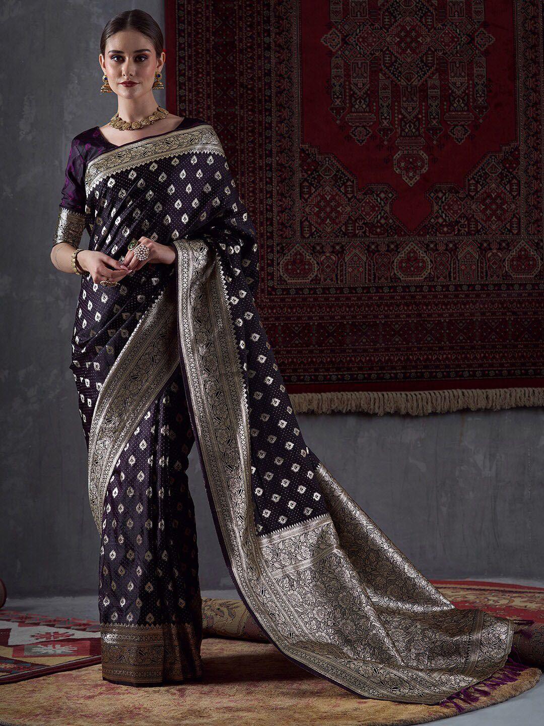 mitera ethnic motifs woven design satin banarasi saree