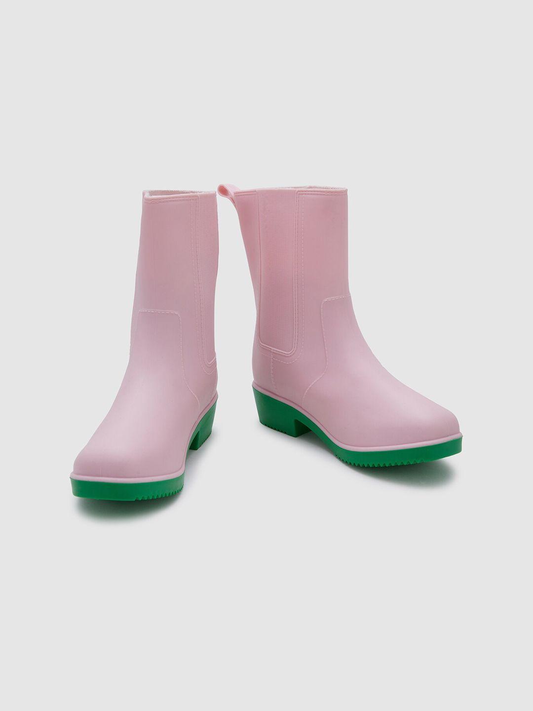 sole to soul women round-toe block heeled rain boots