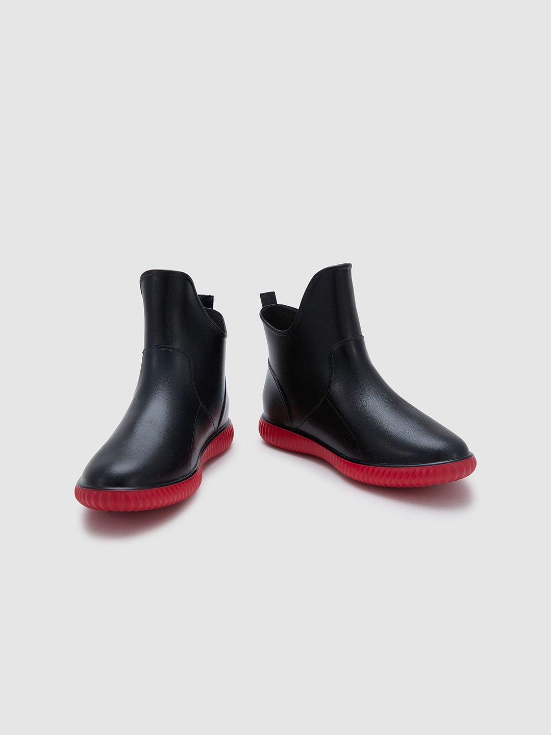 sole to soul women round-toe block heeled rain boots