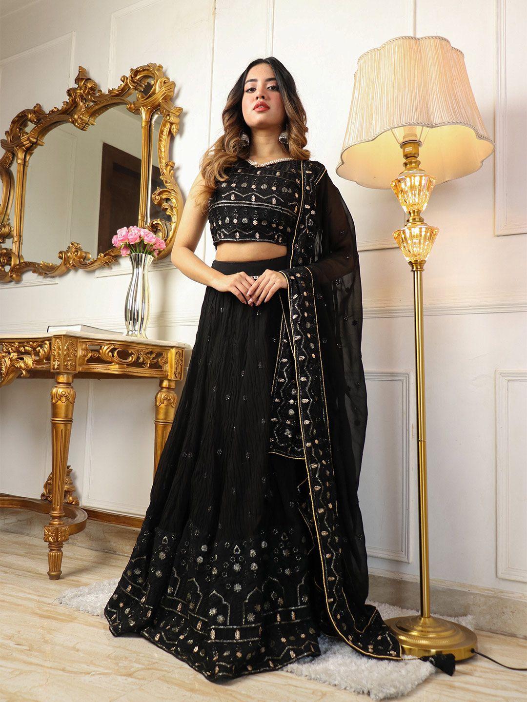 vidraa western store embroidered thread work ready to wear lehenga & blouse with dupatta