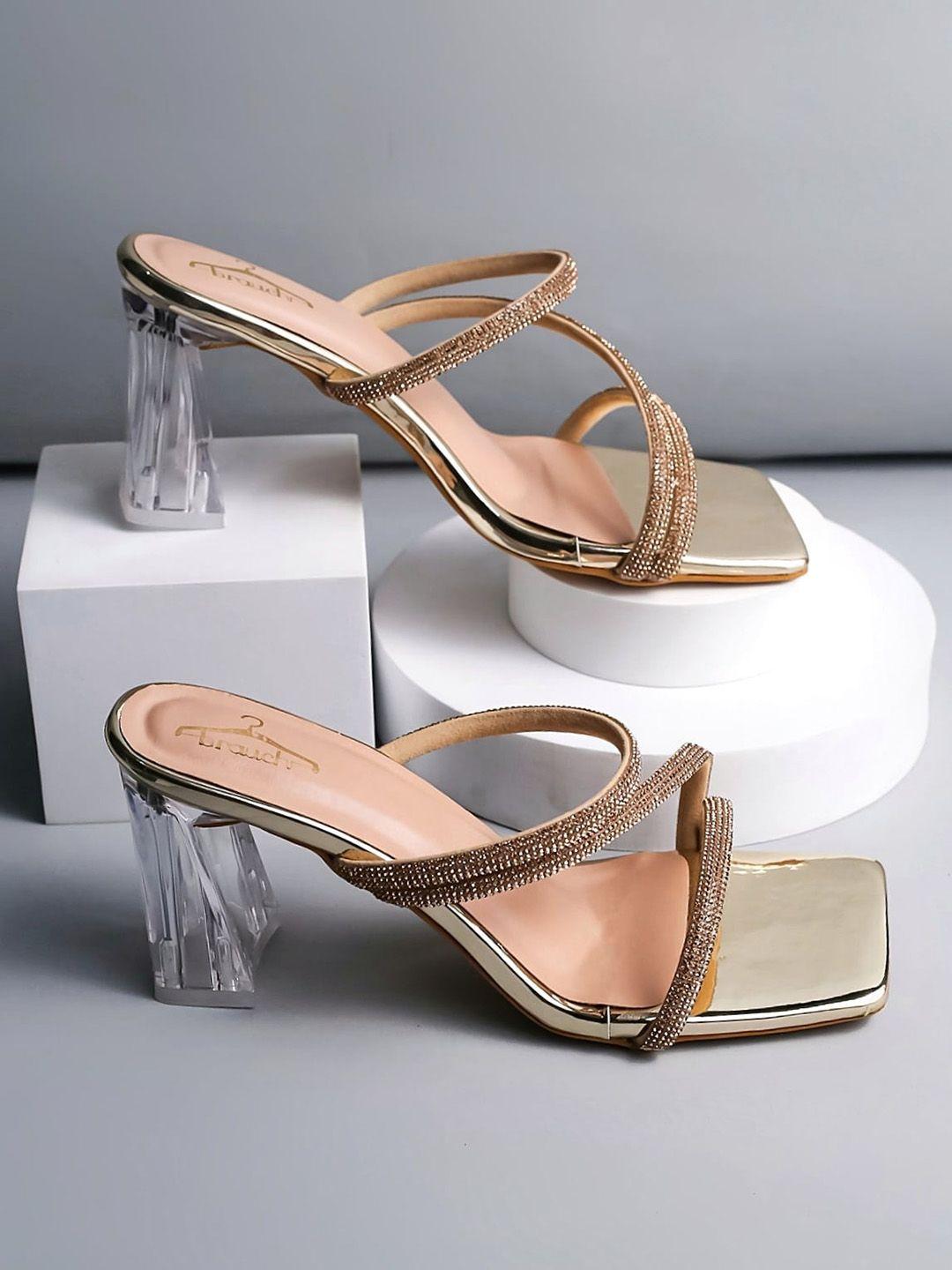 brauch gold-toned party block mules