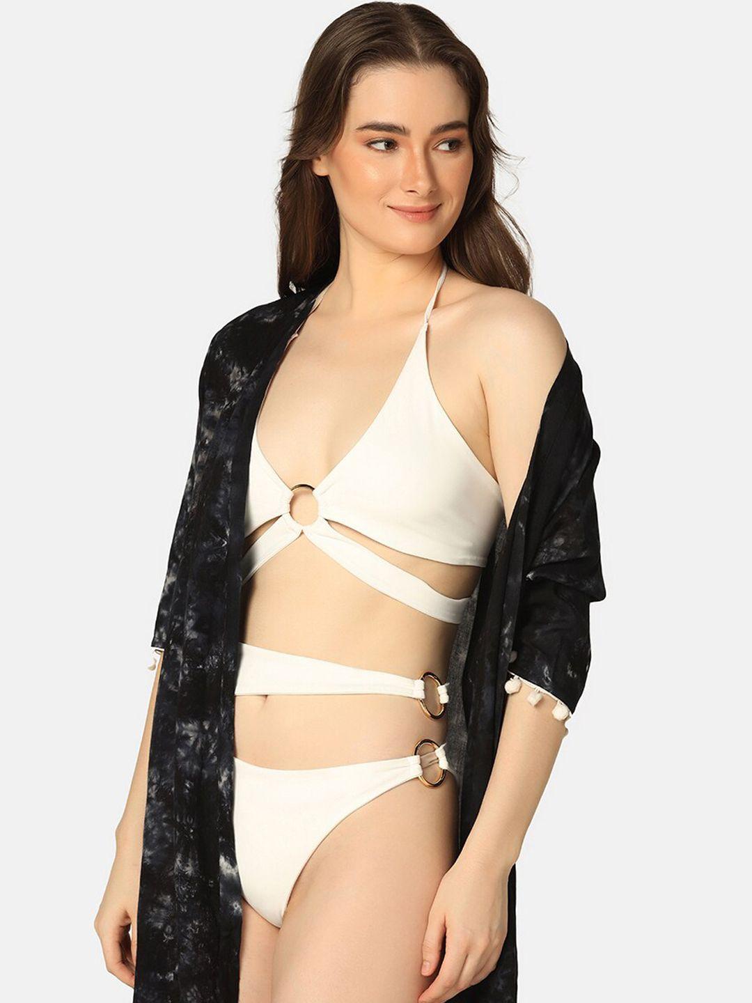 da intimo white medium coverage cut out stylish swim set