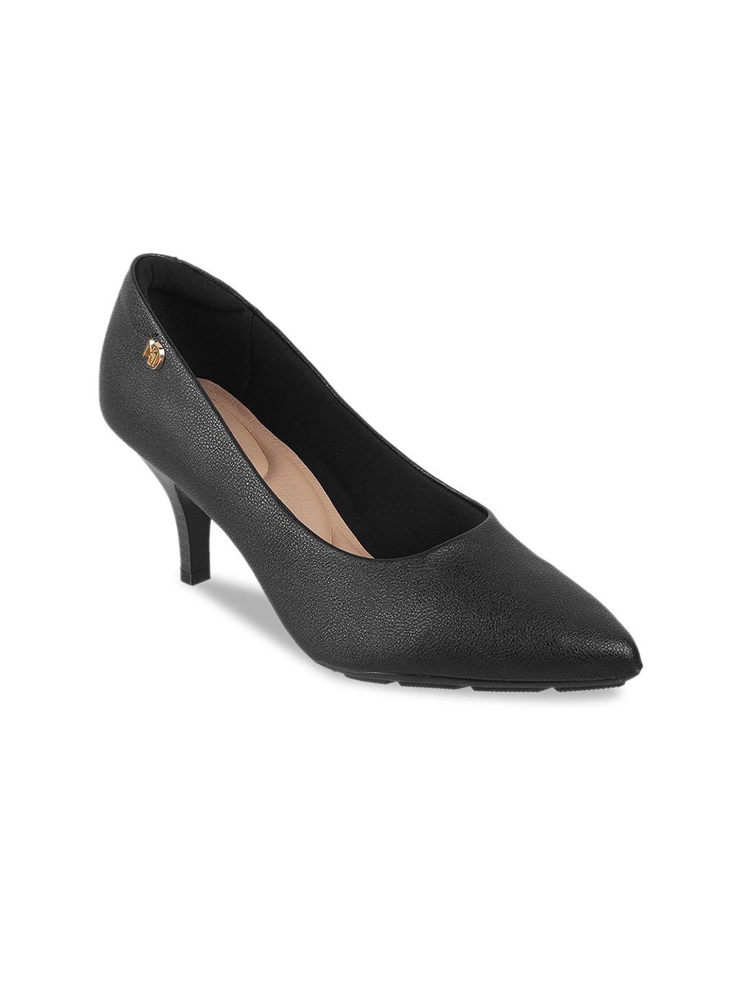 davinchi black slim heeled pumps