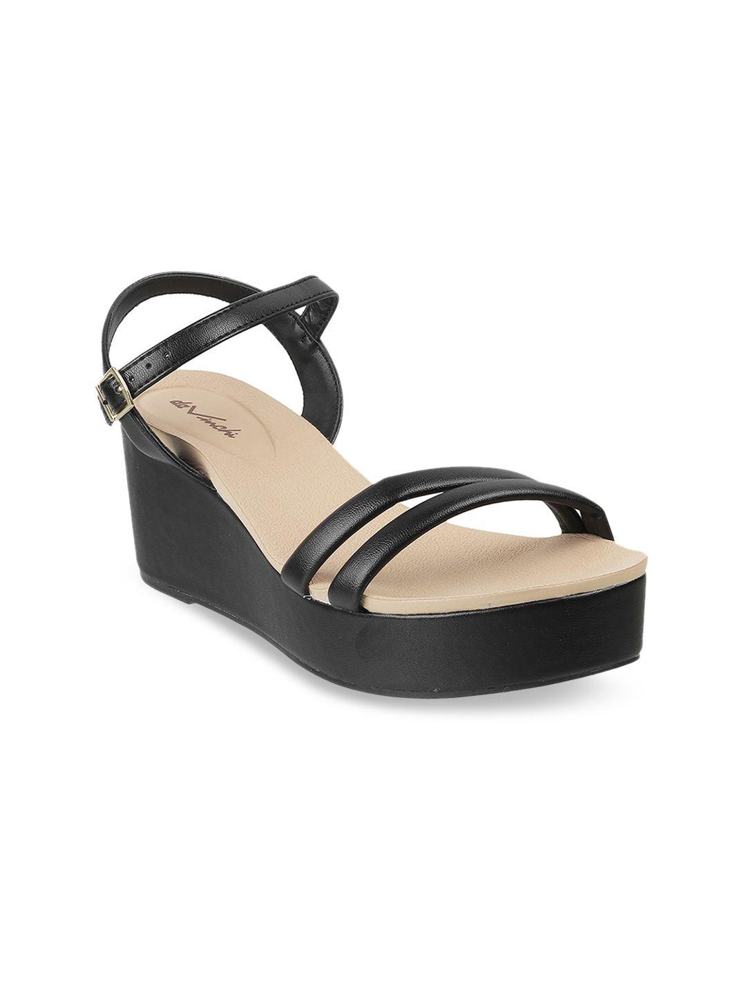 davinchi black wedge sandals with laser cuts