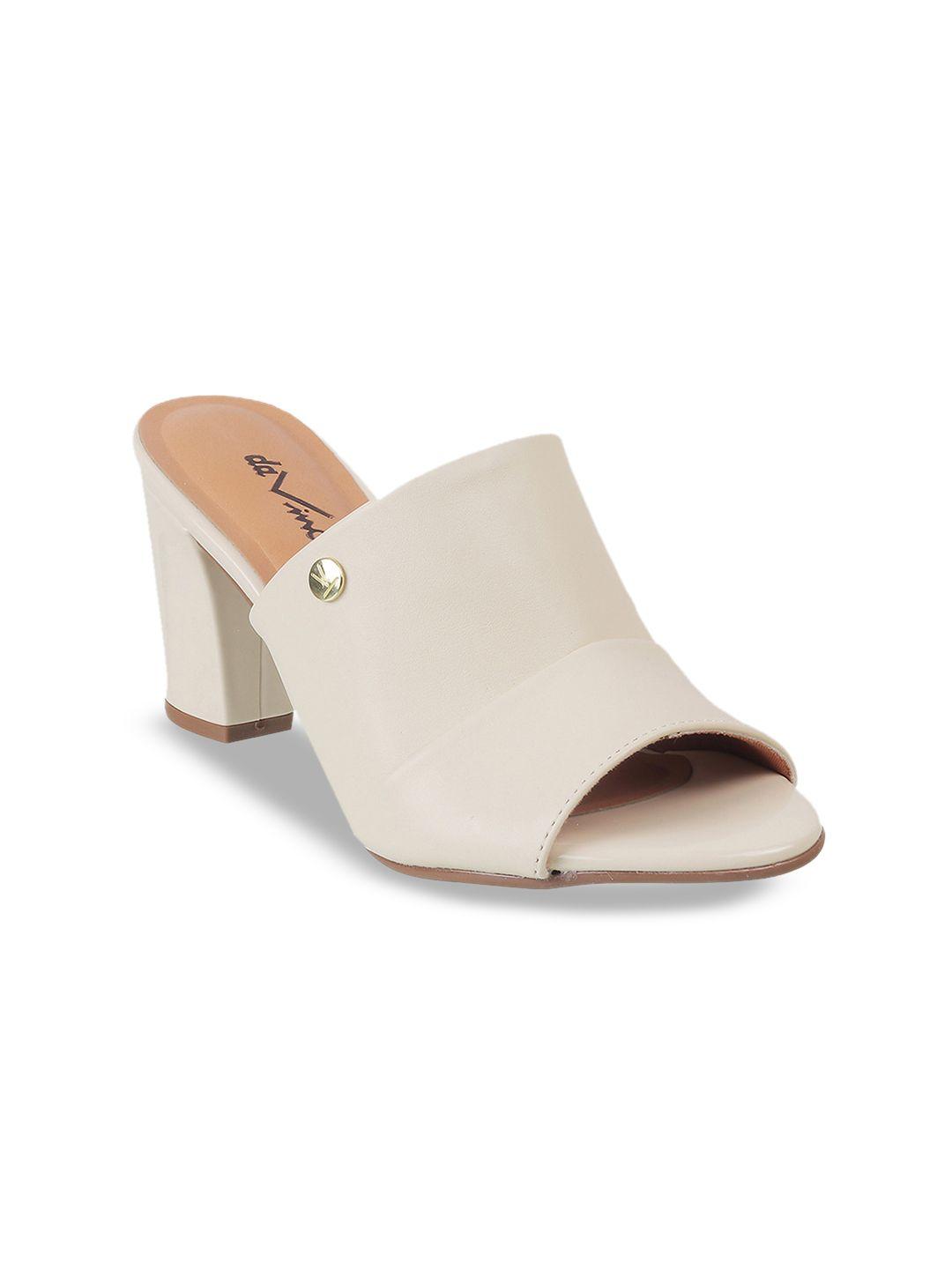 davinchi beige textured block mules