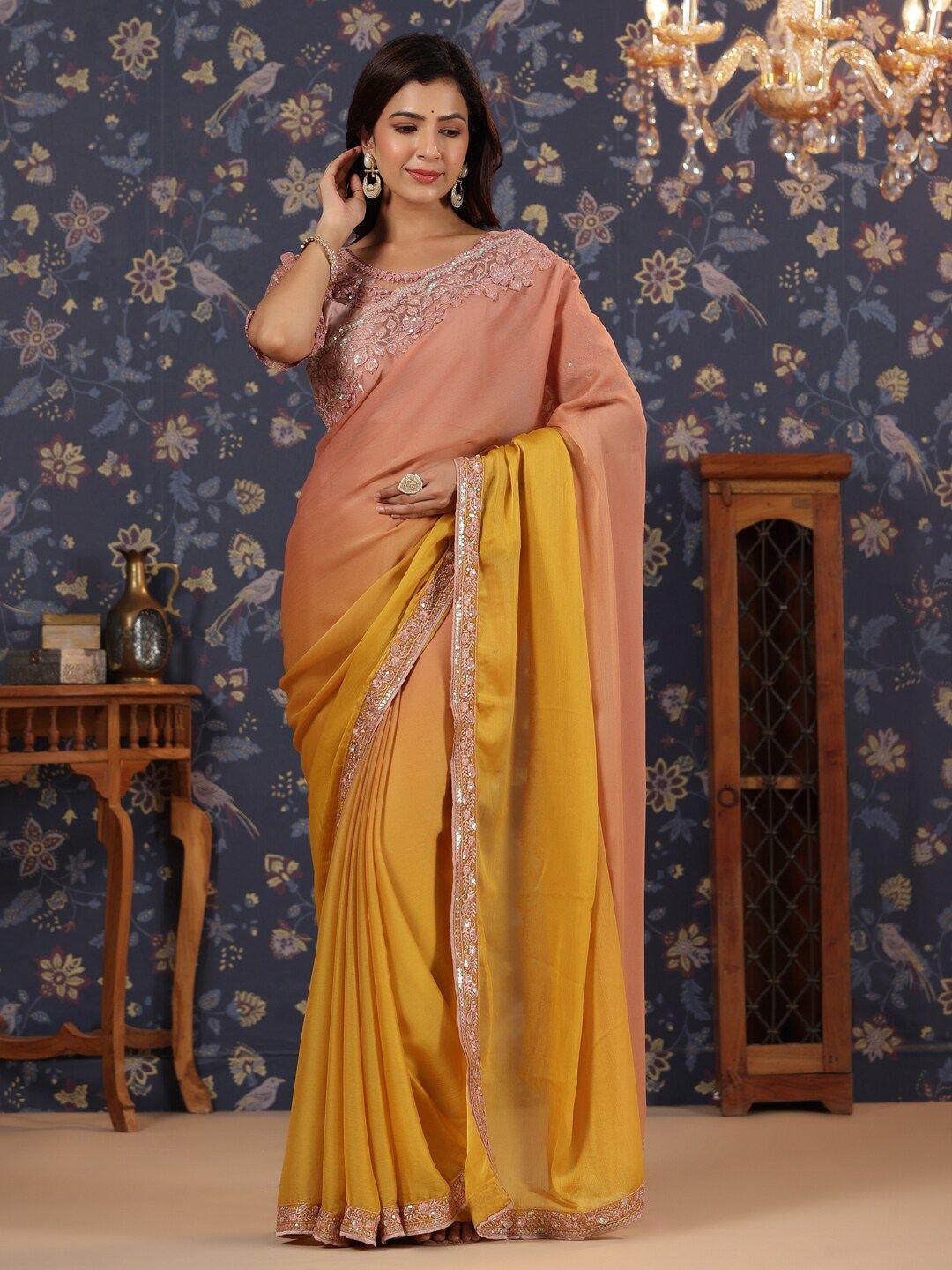 house of pataudi designer silk saree with blouse.