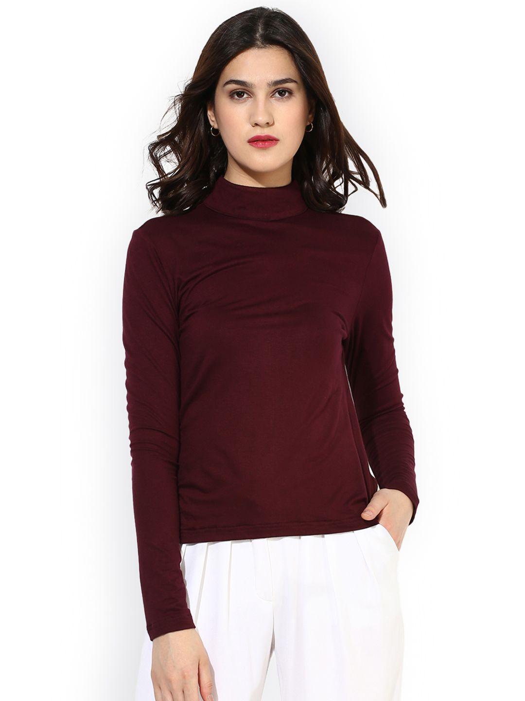 besiva women maroon solid top