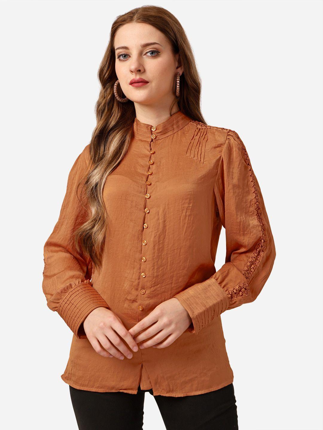 mclothings women rust comfort opaque casual shirt