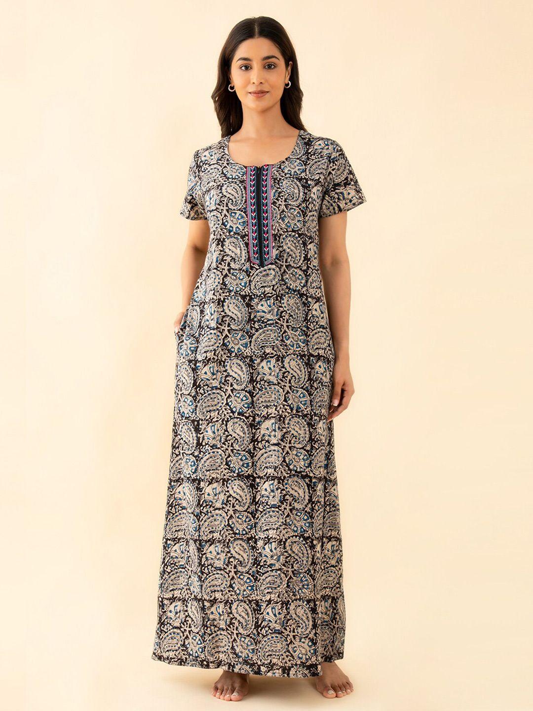 maybell paisley printed maxi pure cotton nightdress