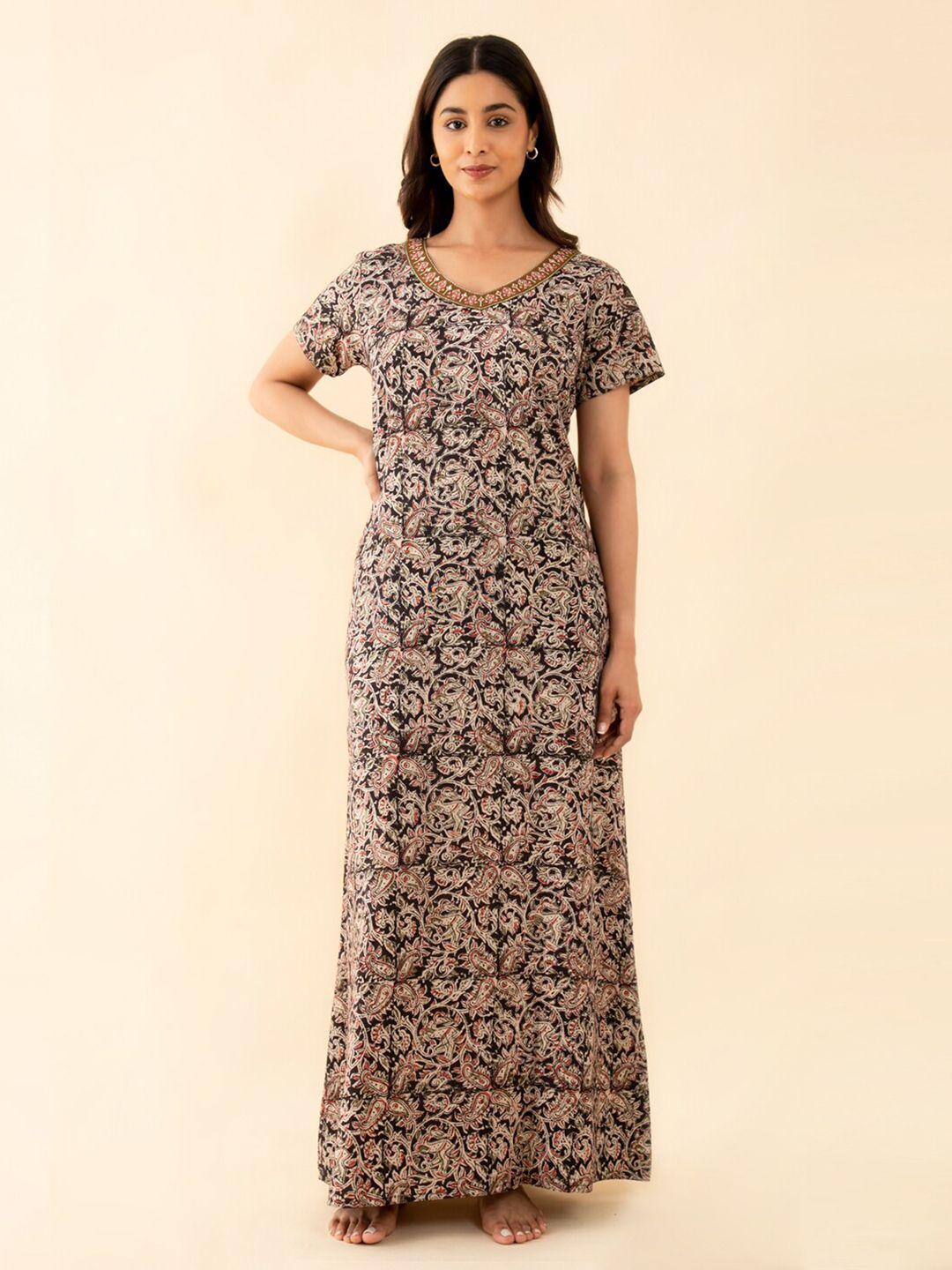 maybell paisley printed maxi pure cotton nightdress